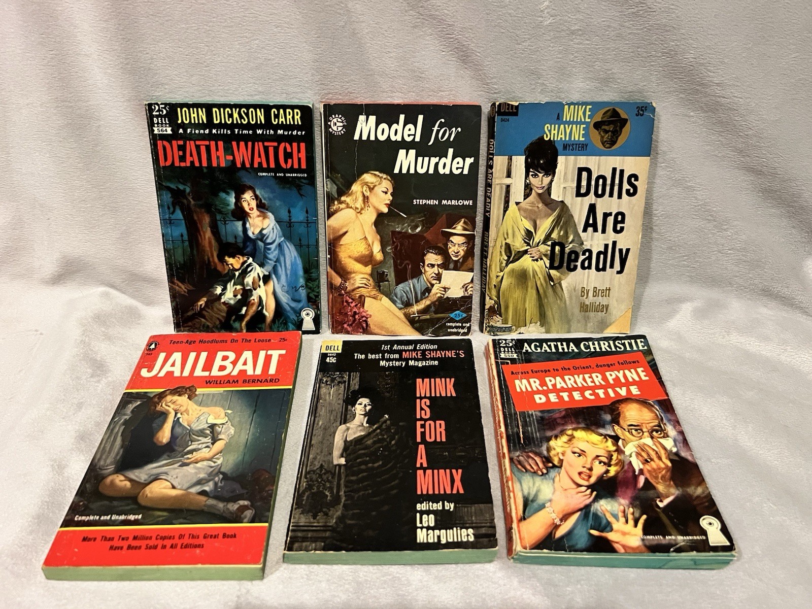 Vintage Pulp Fiction Murder Mystery Novel Lot Of 6 1940s & 50s Books