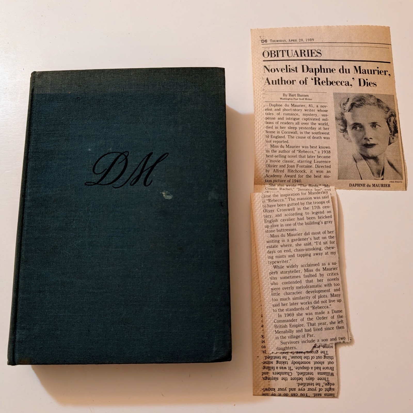 1938 Rebecca Daphne Du Maurier First Ed. Hardcover Vintage W/ Author Obituary