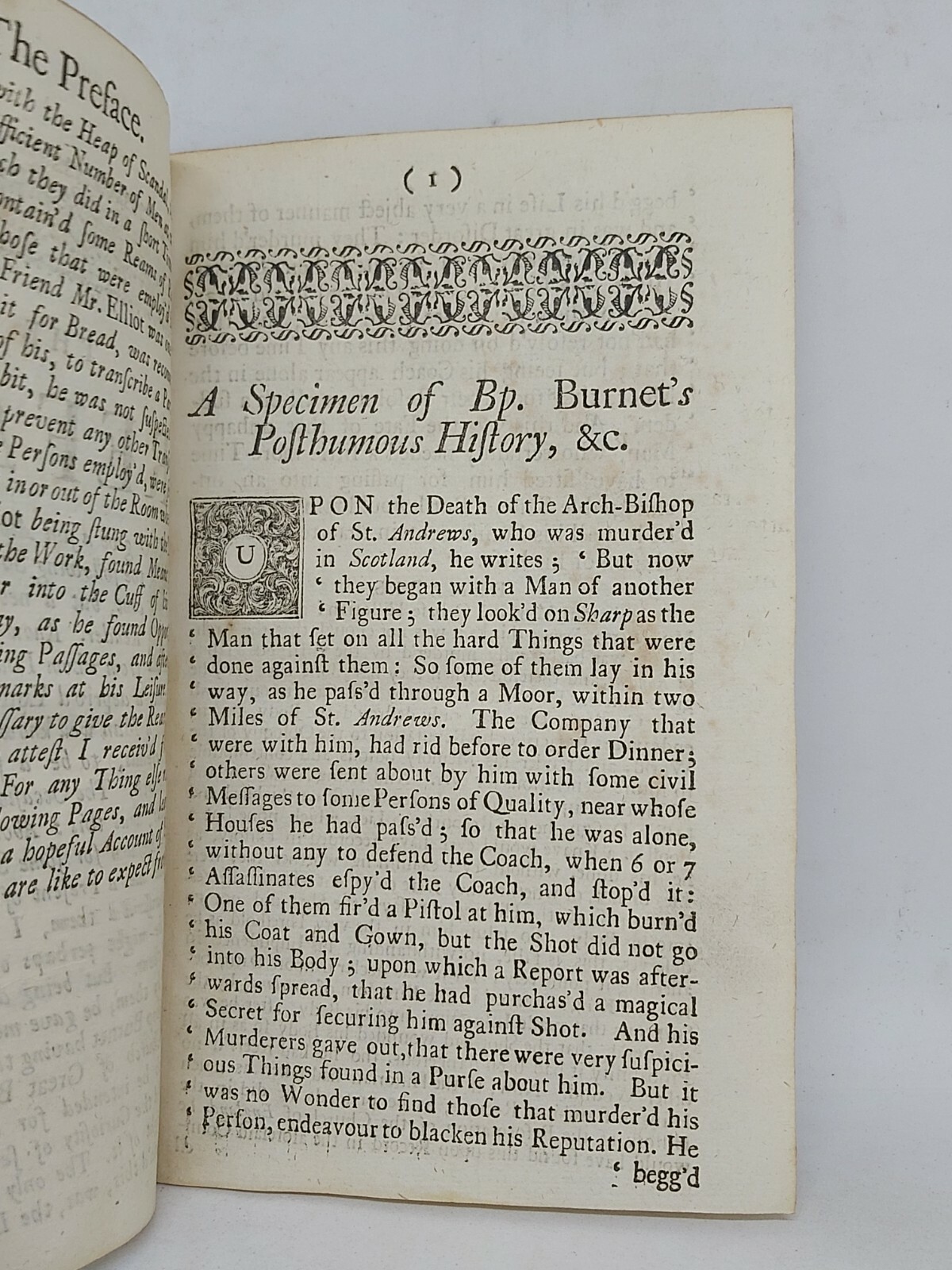 A Specimen of the Bishop of Sarum’s posthumous History 1715 ~ 1st Edition