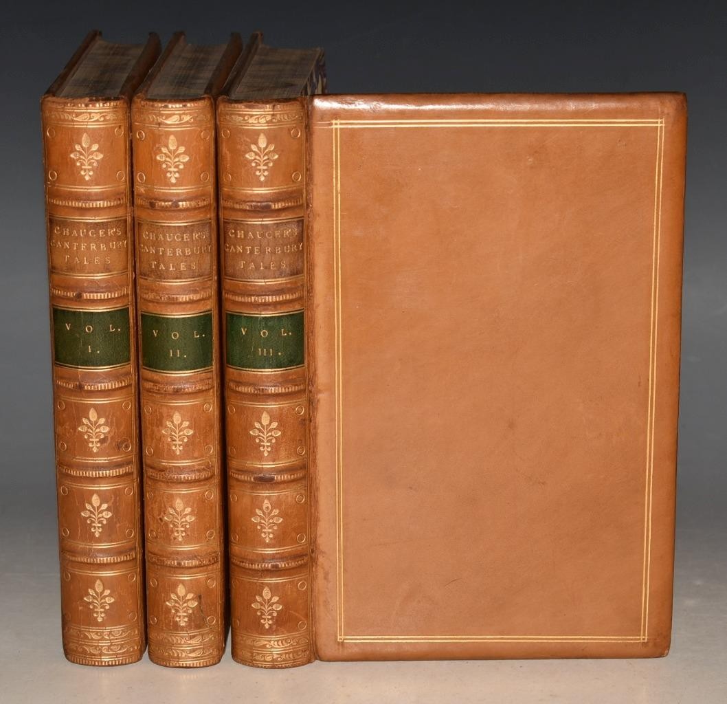 The Canterbury Tales of Chaucer 3 Vols Essay Language Fine Binding Bickers 1861