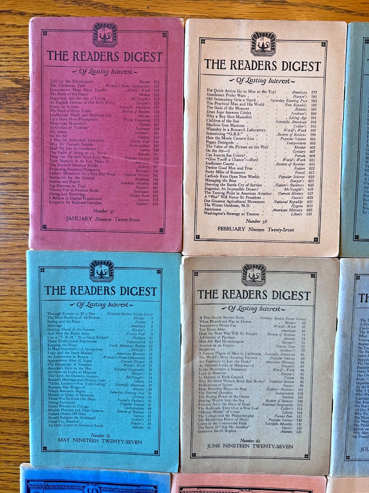 1927 Readers Digest Complete Year Jan – Dec 1927 (#57-68) in Excellent Condition