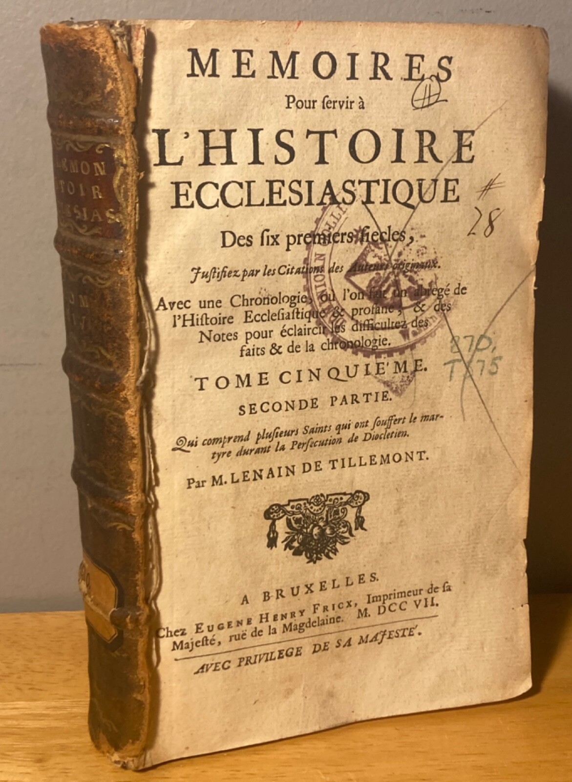 1707 French – Memoires por ferrir à L’Histoire Ecclesiastique (Missing Boards)
