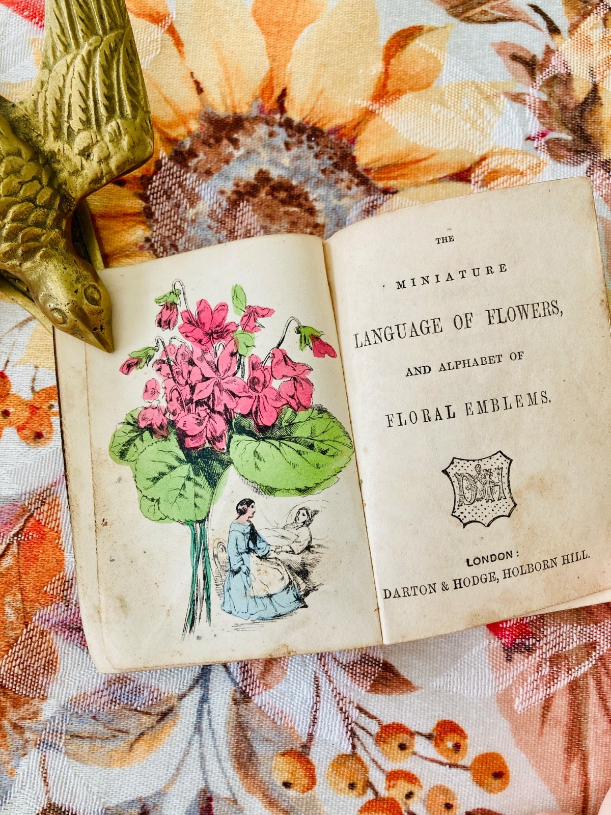 1865 Miniature Language of the Flowers & Alphabet of Floral Emblems Antique Book