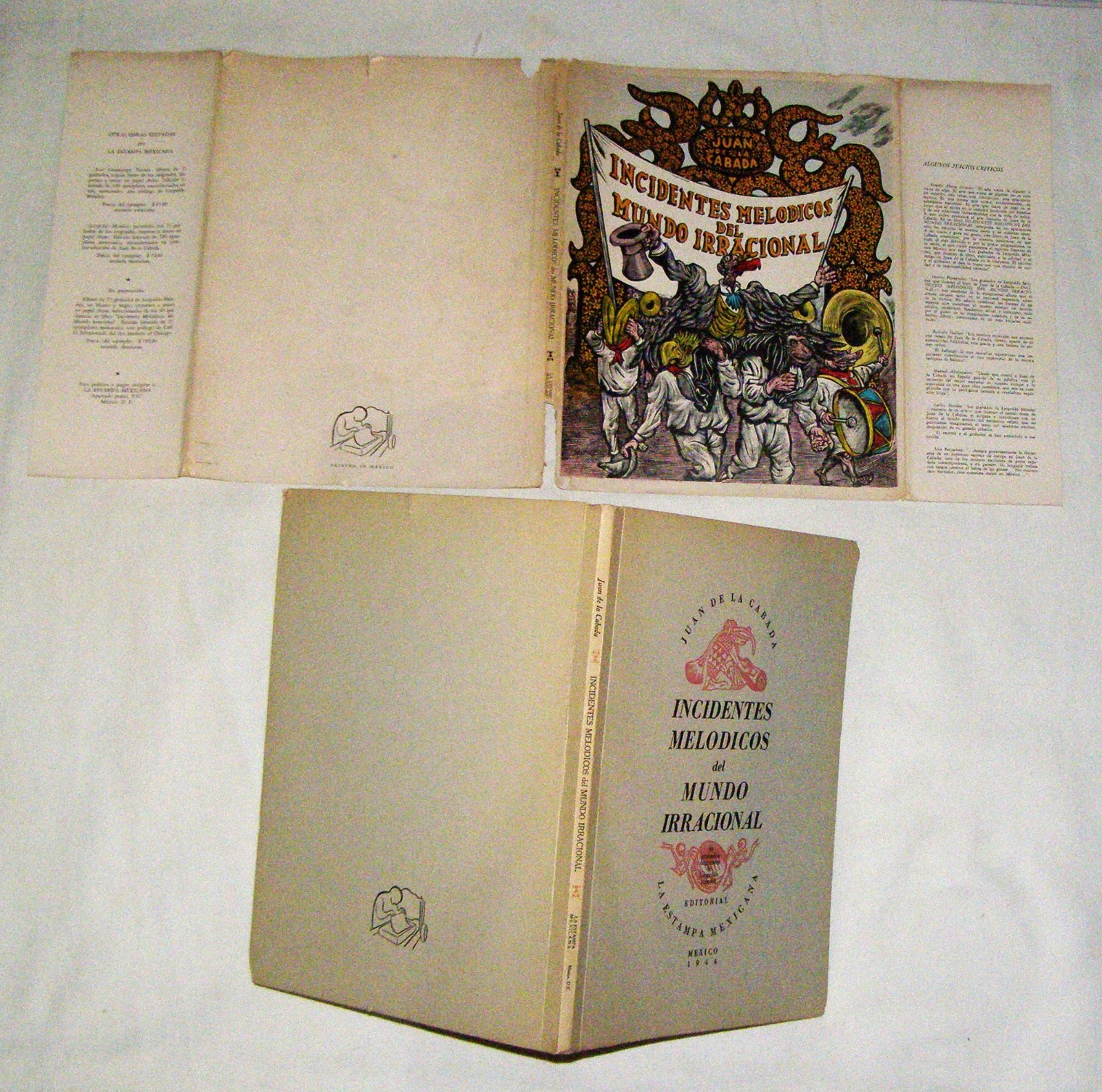 Cabada INCIDENTES MELODICOS del MUNDO IRRACIONAL 1944 1st Mendez woodcuts Folkta