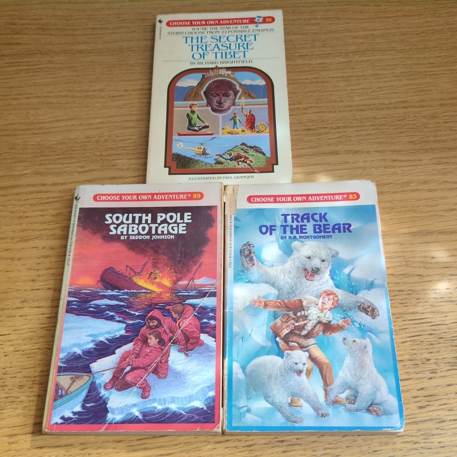 3 x CYOA Track Bear South Pole Treasure Tibet Choose Your Own Adventure Bantam