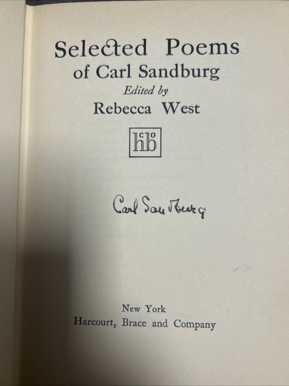 Selected Poems of Carl Sandburg 1937 10th Edition *SIGNED* Rare!!