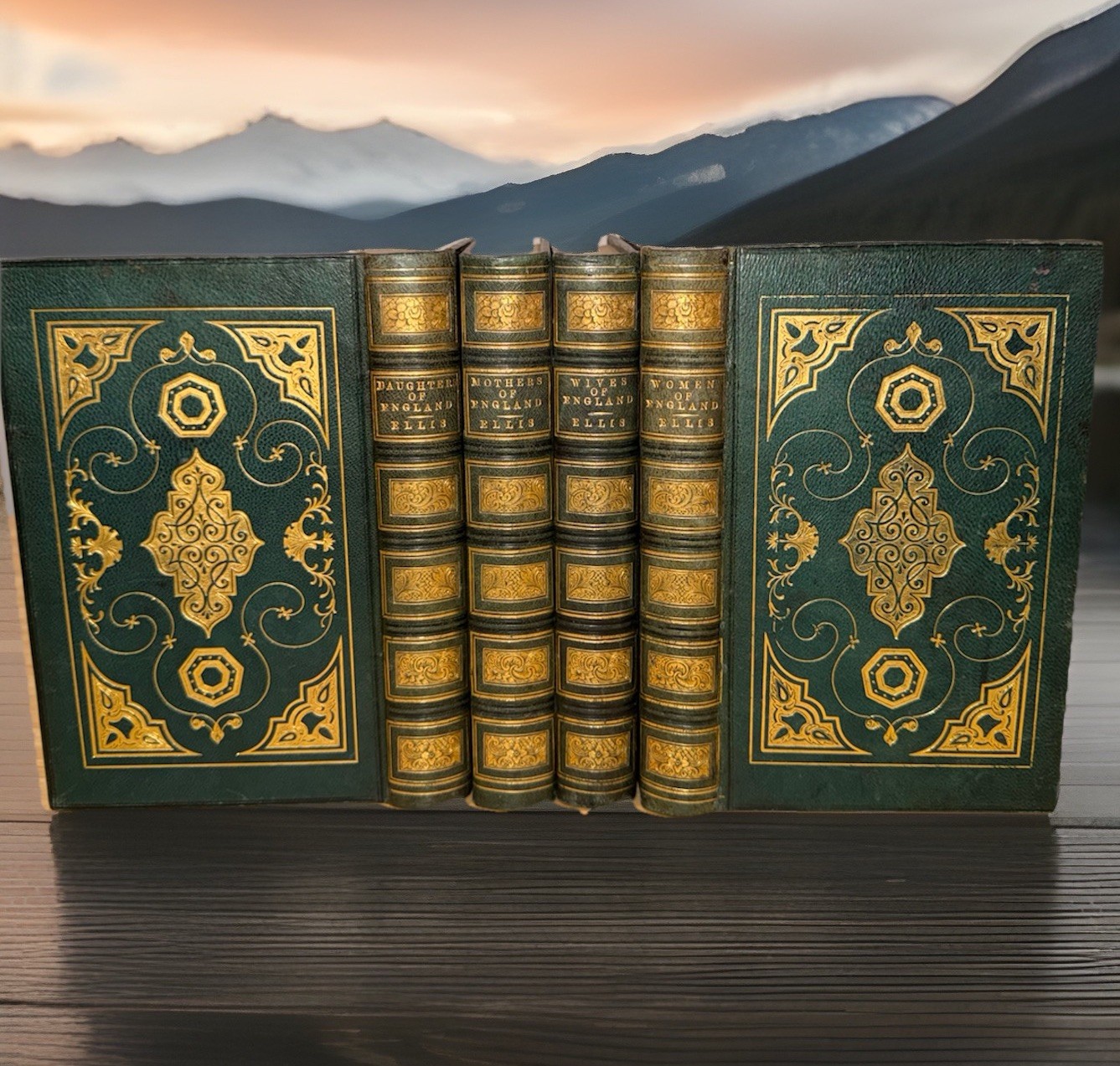 Rare 1843 Mrs Ellis Victorian England Complete 4 Vol Set Gilt Bindings Fisher So