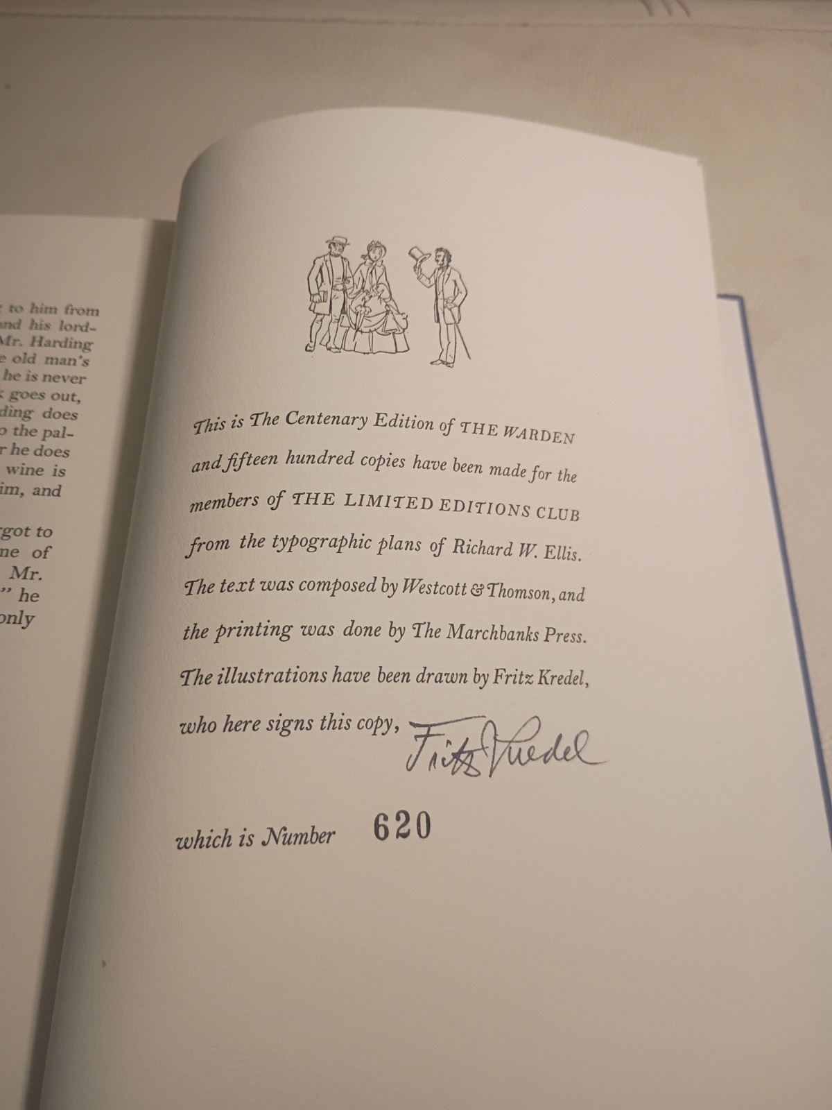 The Warden by Anthony Trollope Limited Editions Club ’55 Fritz Kredel Signed 620
