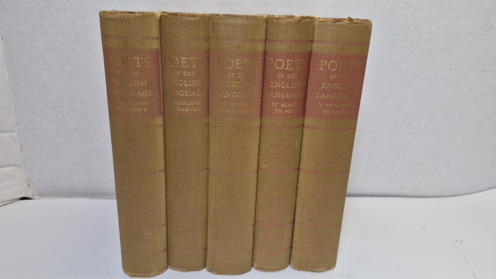 1950 Poets of the English Language 5 Vol Set W H Auden Viking Press Hardcover