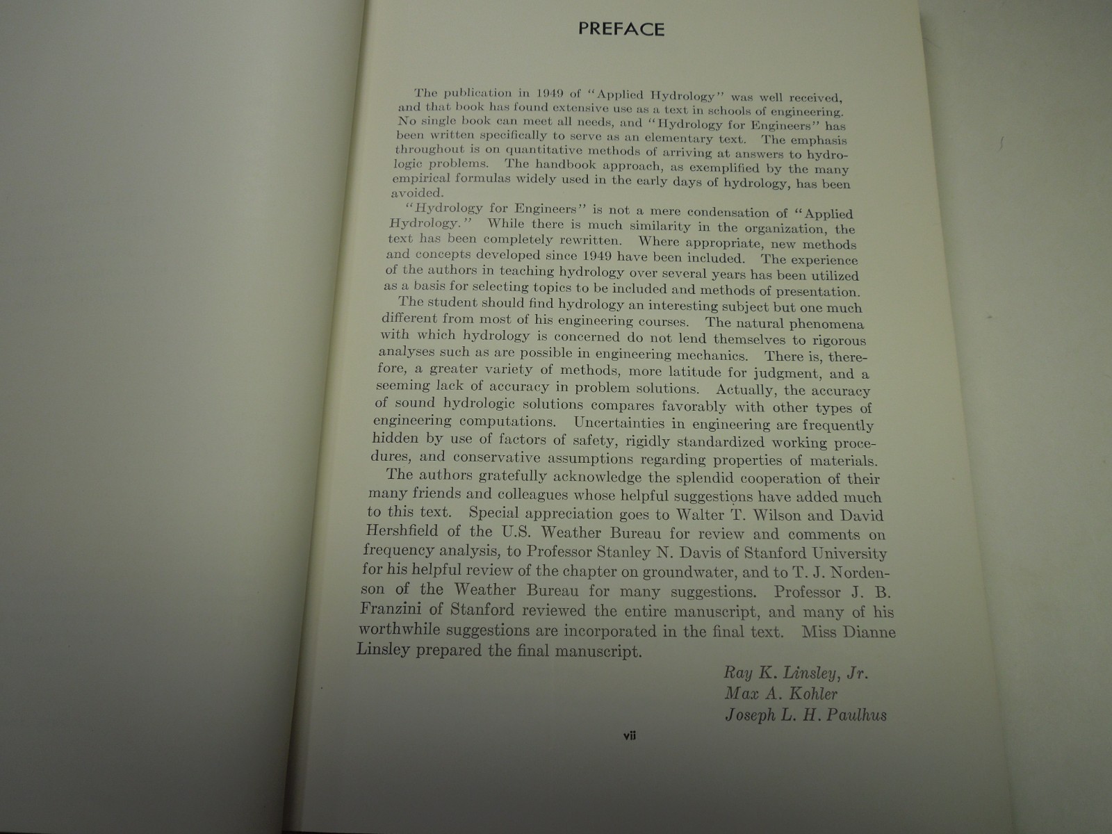 Hydrology for Engineers Linsley, Kohler & Paulhus 1958 McGraw-Hill