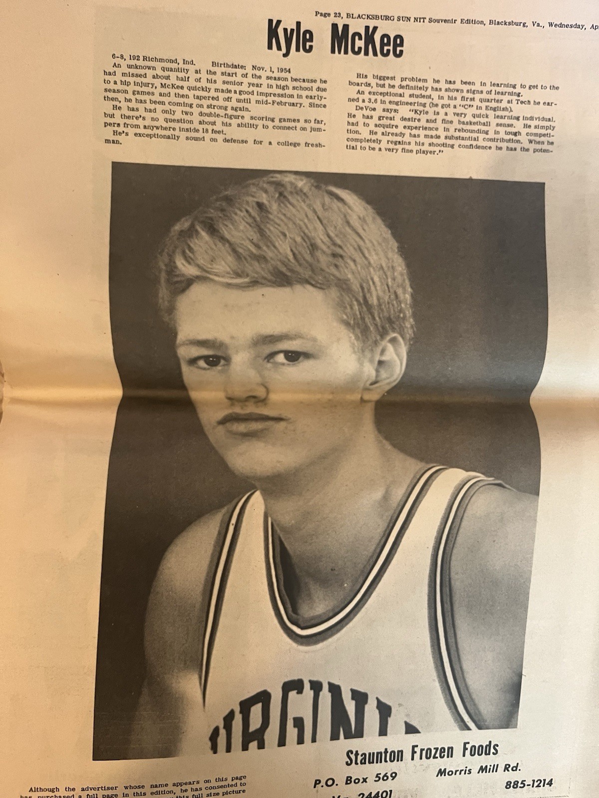 The Blacksburg Sun – VA Tech NIT Champions Souvenir Edition (1973)