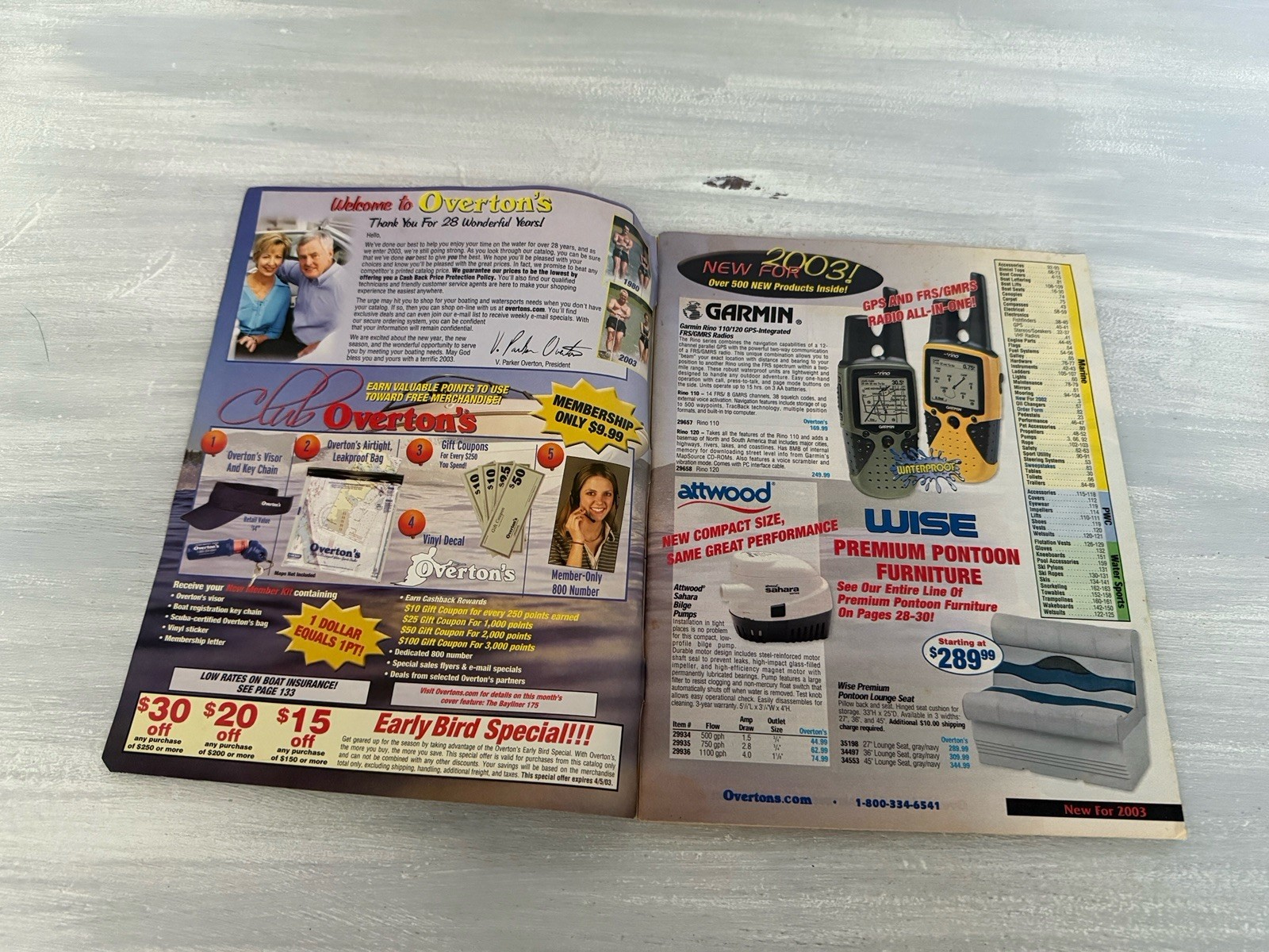 Overton’s 2003 Boating Accessories Catalog On The Water Boating Supplies