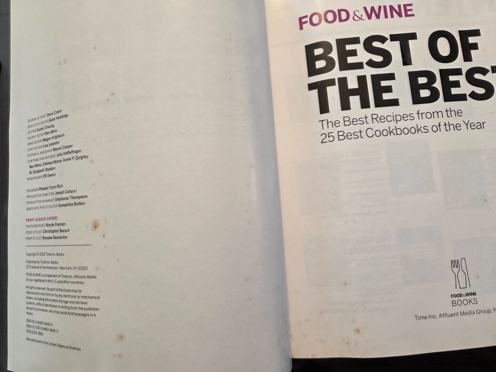 Lot of 6 Food and Wine Cookbooks Hardcovers Recipes 1990’s & 2014, 2015