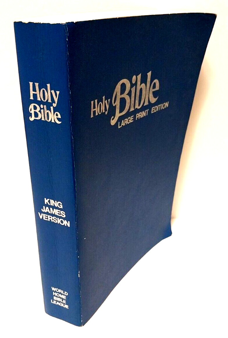 Holy Bible LARGE PRINT EDITION KJV World Home Bible League Blue 70’s Softcover