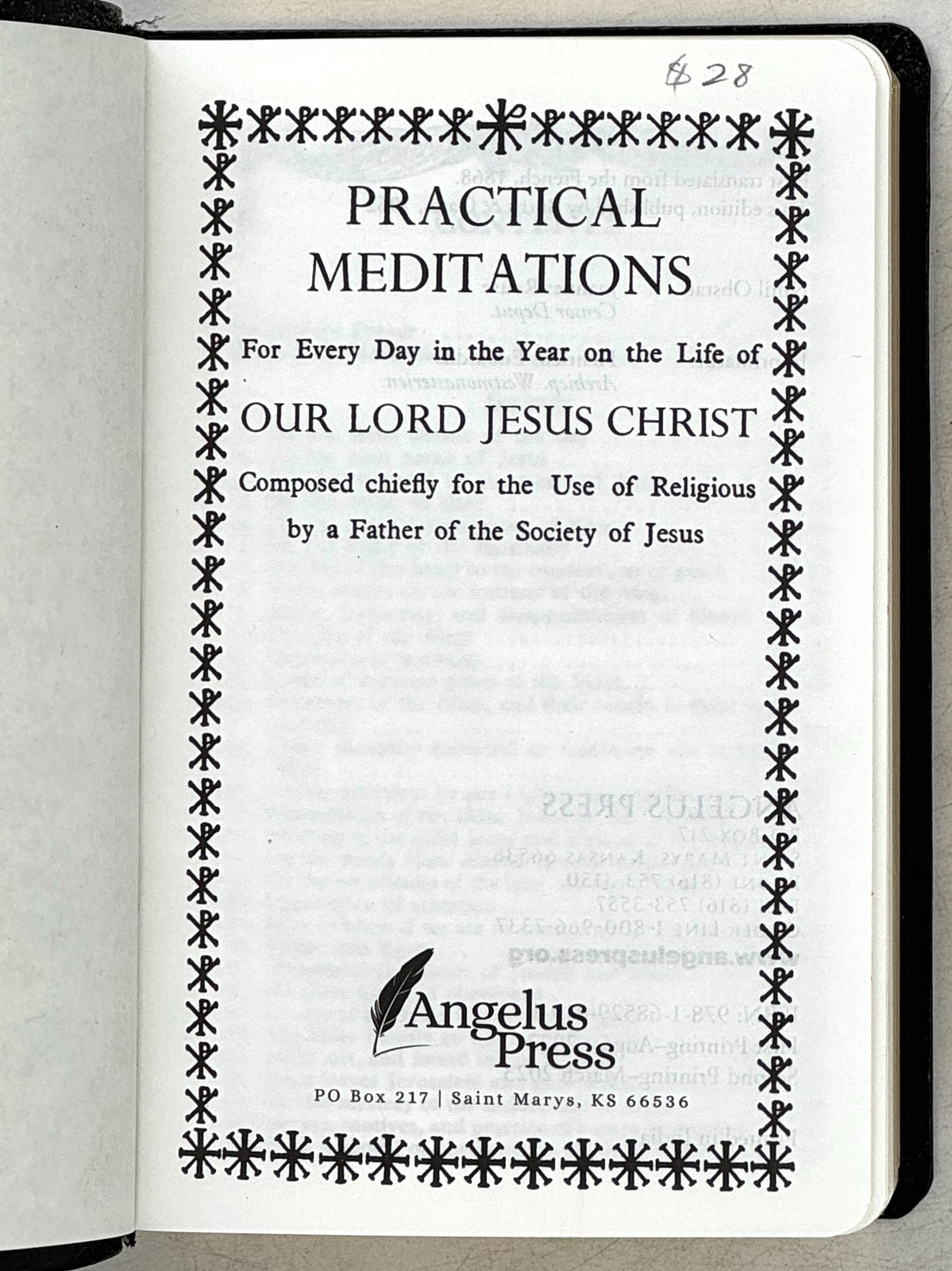 2023 Practical Meditations for Every Day of the Year Angelus Press VG