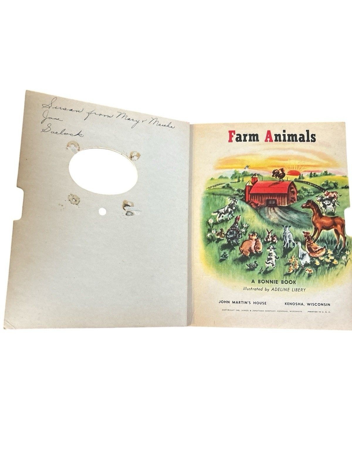 A Television Book of Farm Animals illustrated by Adeline Libery (1949, HC)