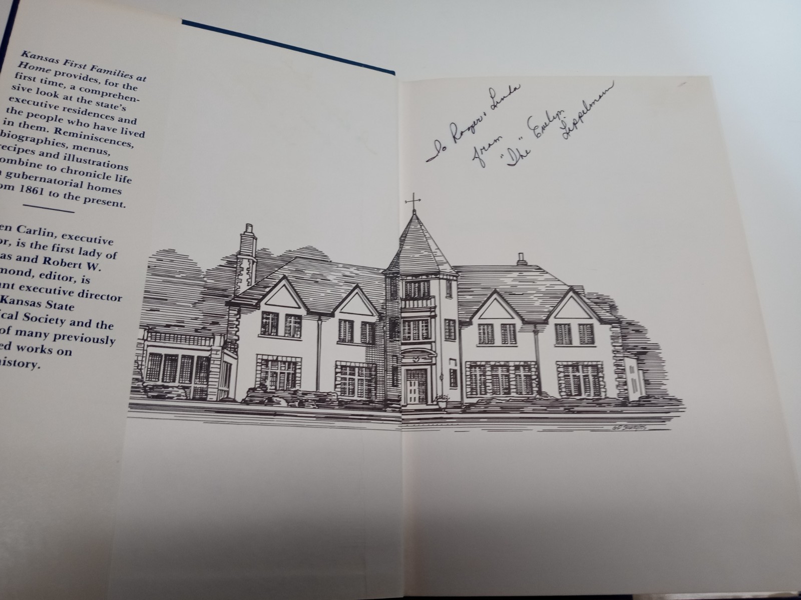 1st Ed Kansas First Families at Home Cedar Crest – Signed by Author Karen Carlin