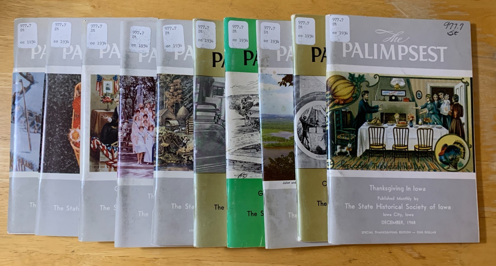 Lot of 10 PALIMPSEST Magazines – 1968 – State Historical Society of Iowa