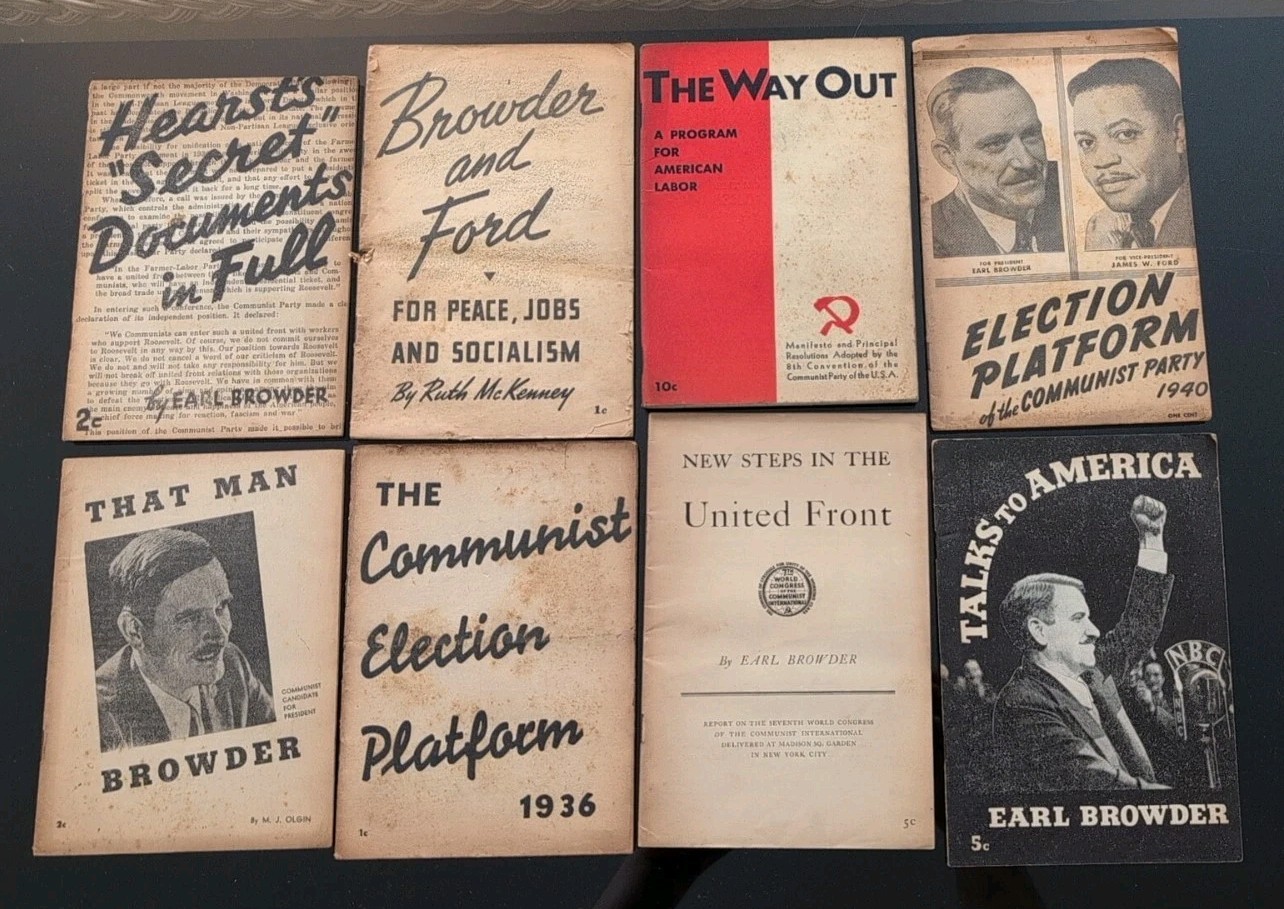 8 Earl Browder Communist Party Vintage 1930’s Election Booklet / Pamphlets