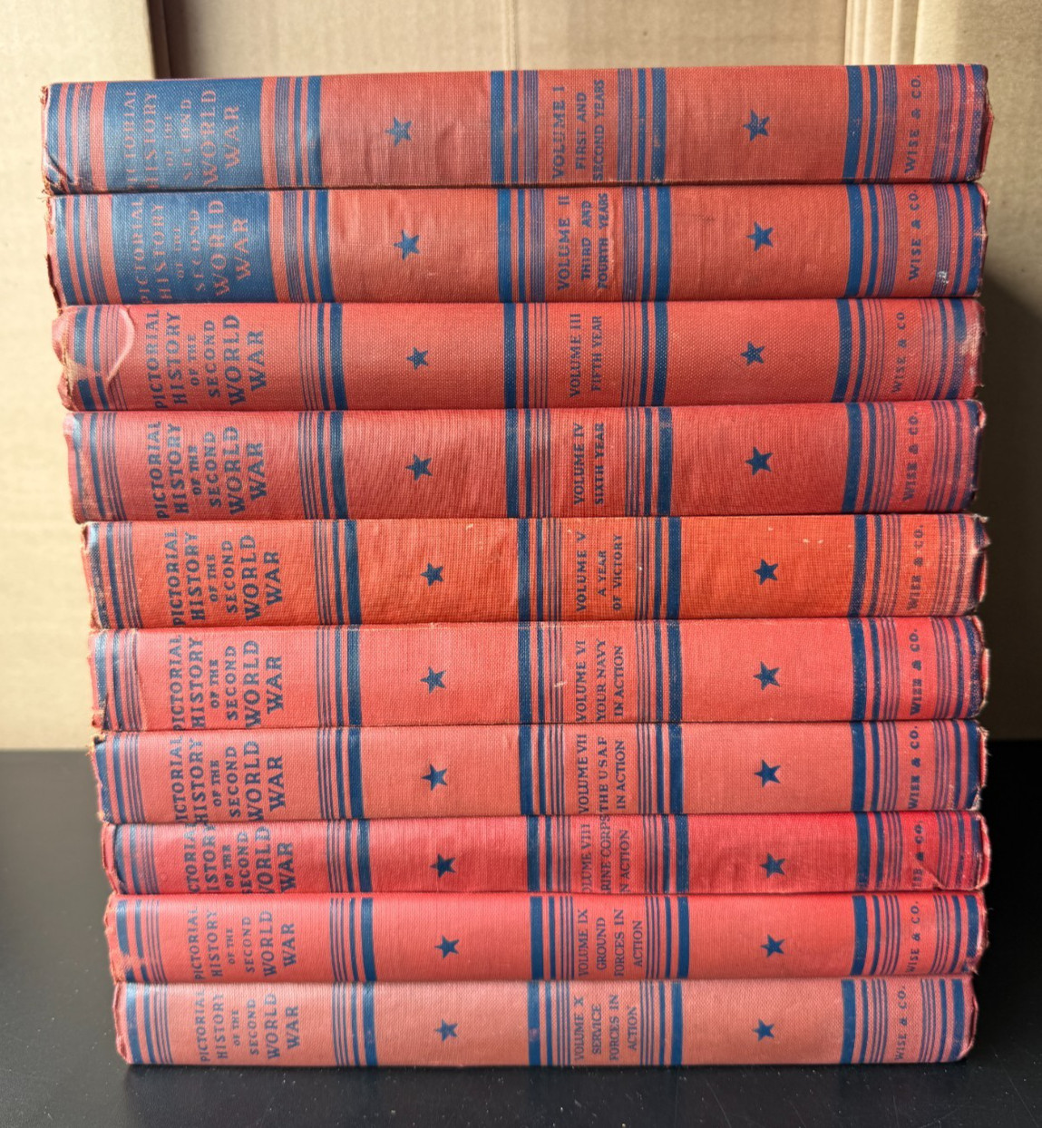 Pictorial History of the Second World War Complete 10 Volume Set Wise & Co WWII