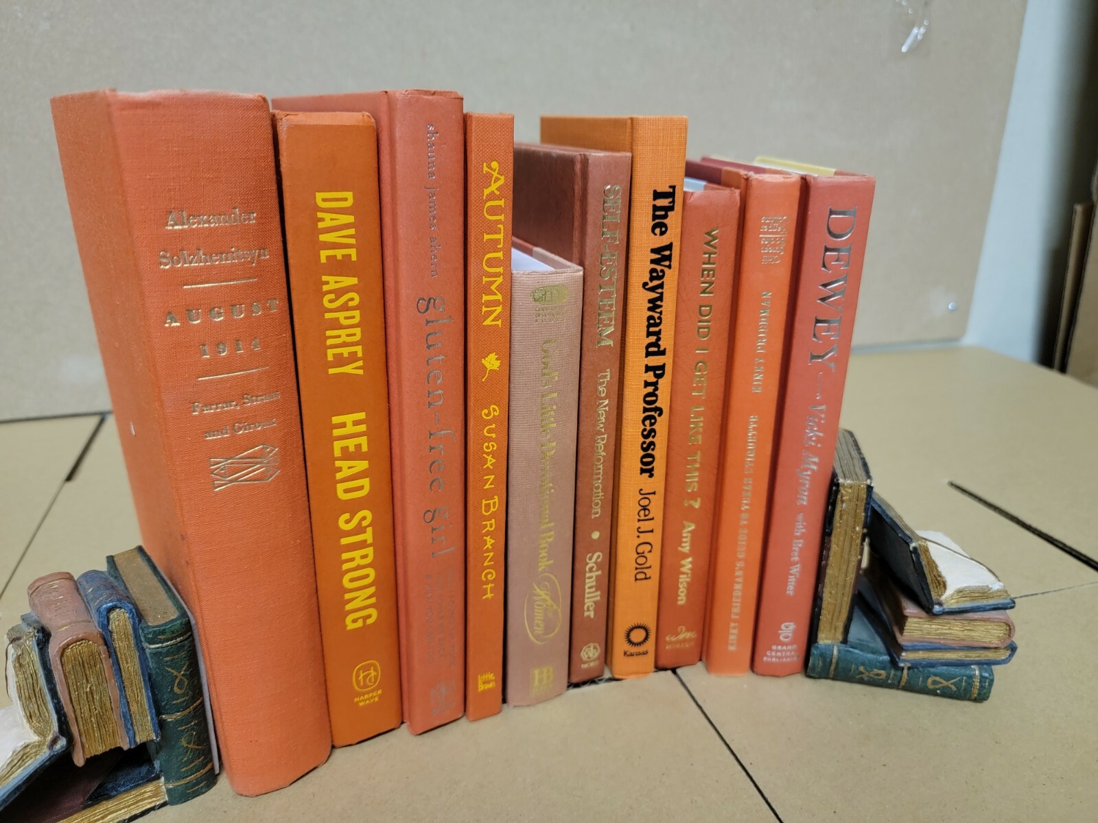 Lot of 6 Hardcover ORANGE SALMON Shades Mix Books for Staging Prop Decor Modern