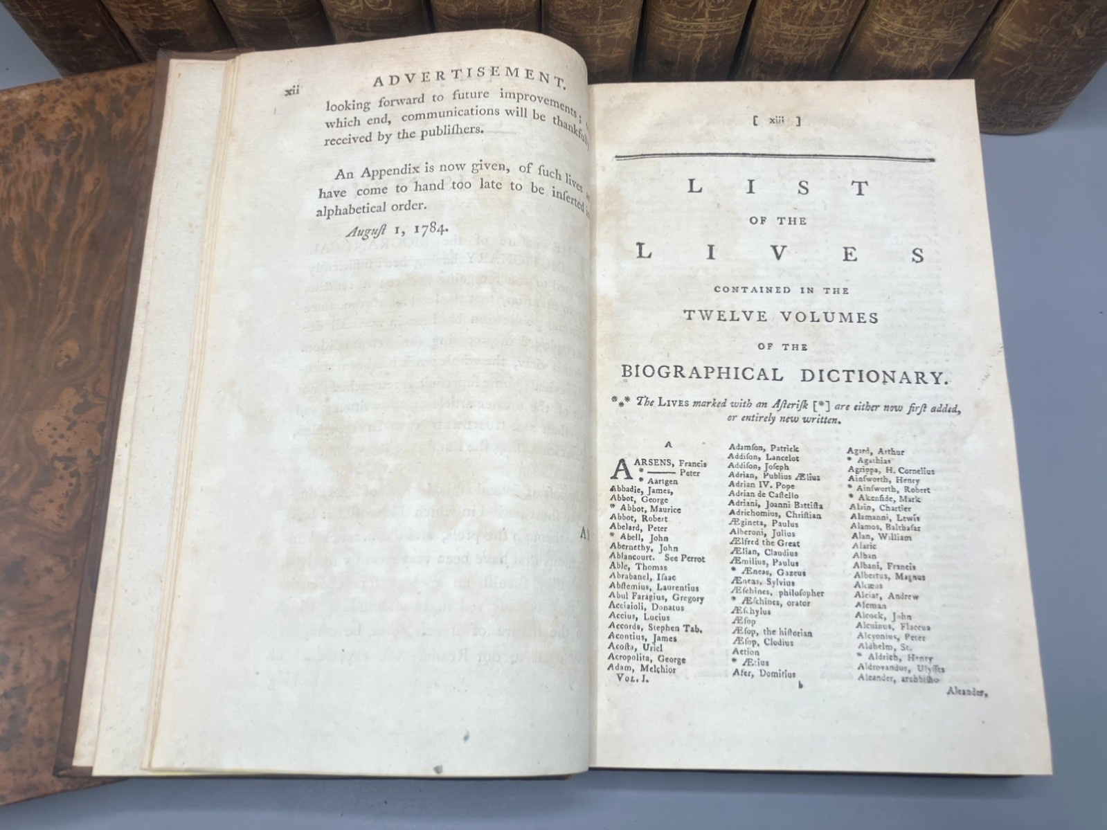 1784 New General Biographical Dictionary 12 Vols Fine Leather Bindings Tree Calf