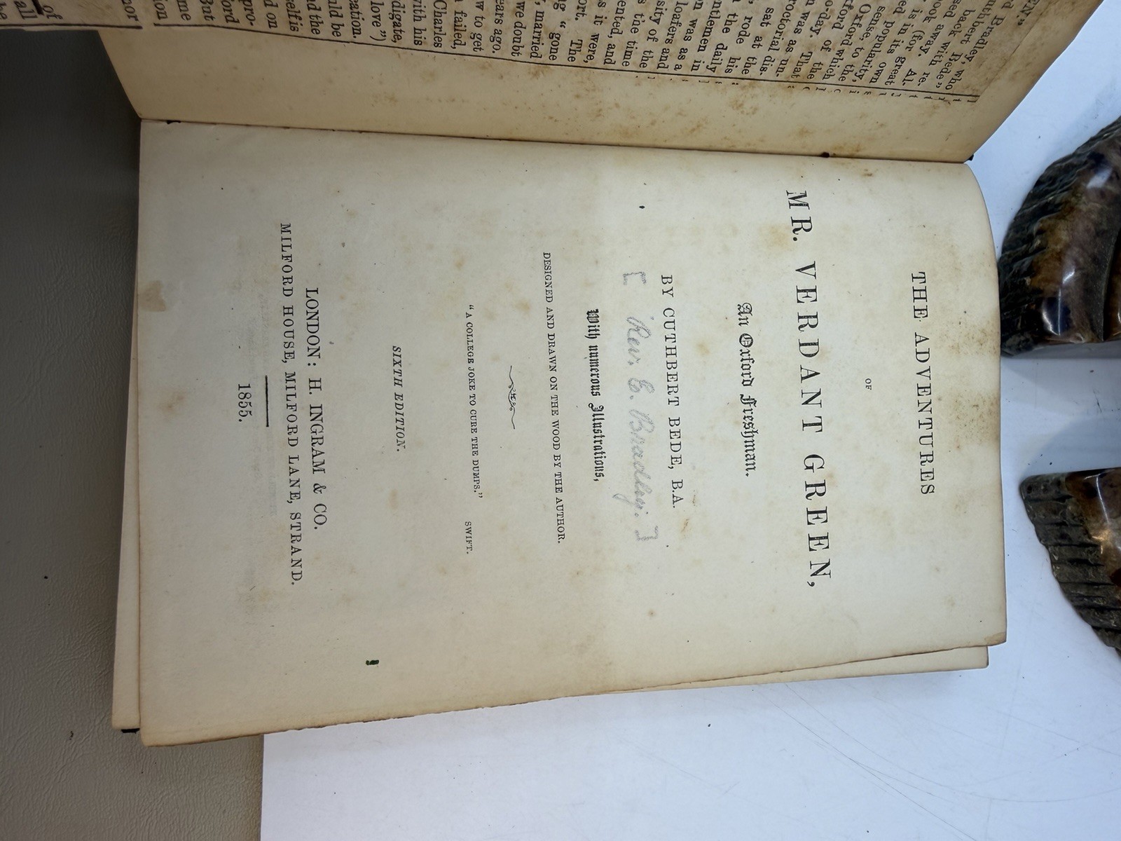 1855 Verdant Green Cuthbert Bede Leather Gilt Illustrated Obits (AE157DG40)