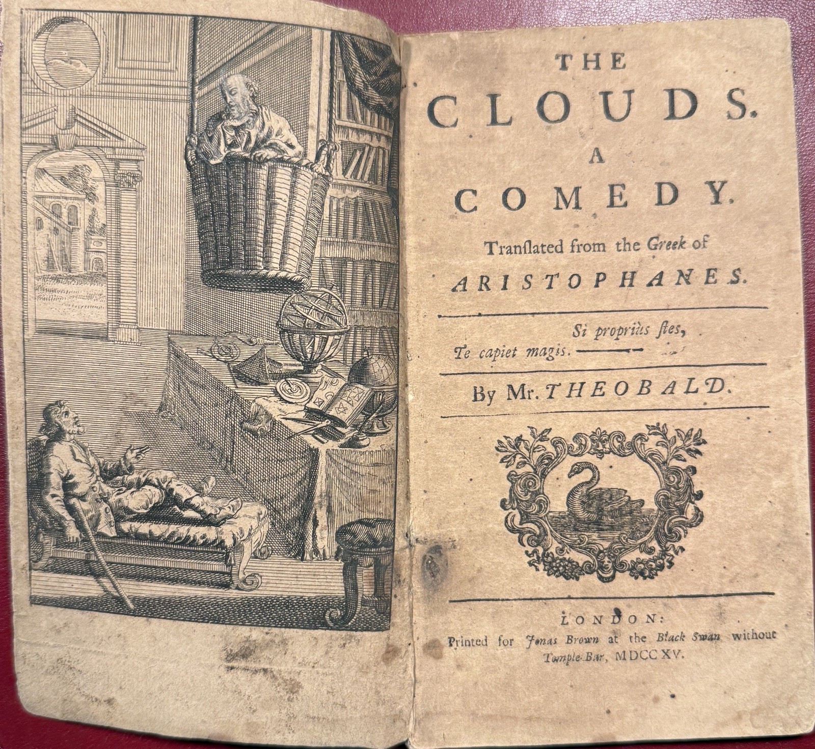 1715 The Clouds Aristophanes FIRST ENGLISH Ed. Lewis Theobald Shakespeare Critic