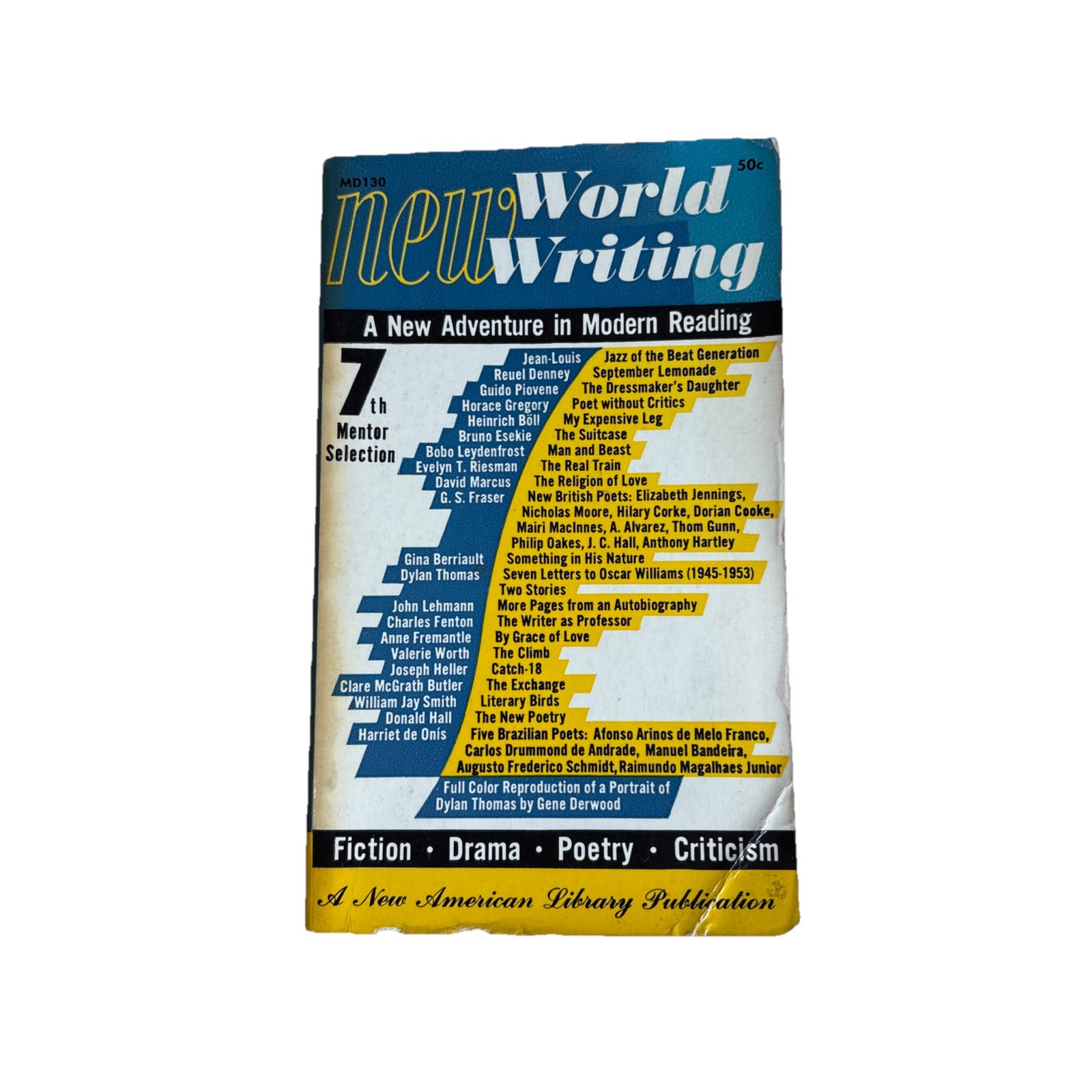 1955 New World Writing 7TH Mentor Selection Pulp PB Book with Kerouac, D. Thomas