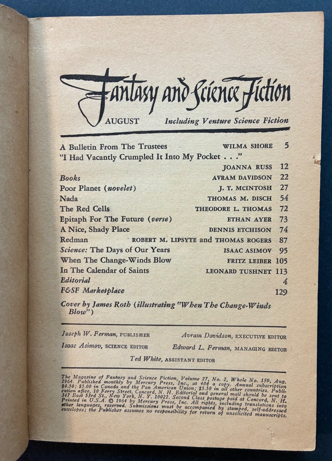 DENNIS ETCHISON SIGNED! The Magazine of Fantasy and Science Fiction August 1964