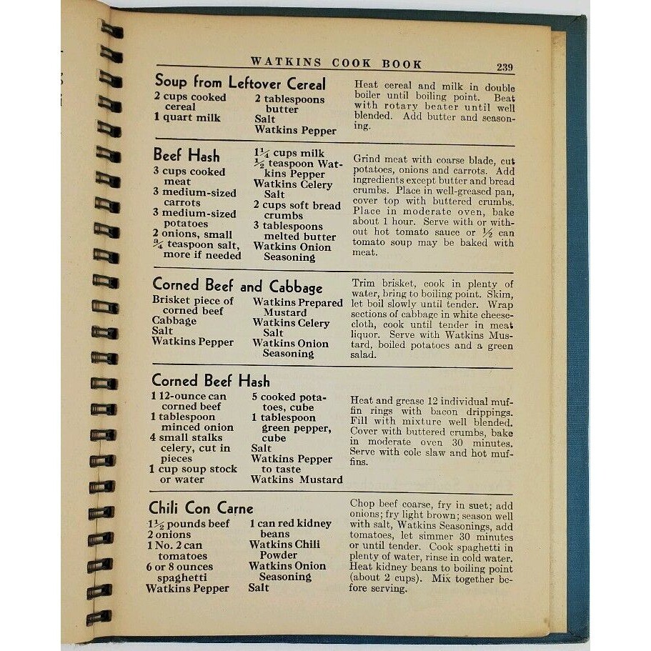1943 Watkins Cook Book J.R. Watkins Company Hardcover Dustjacket