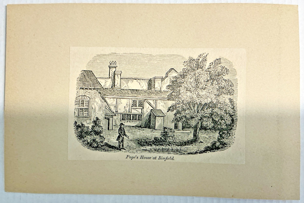 Antique Popes House at Binfield Alexander Pope Steel Engraving