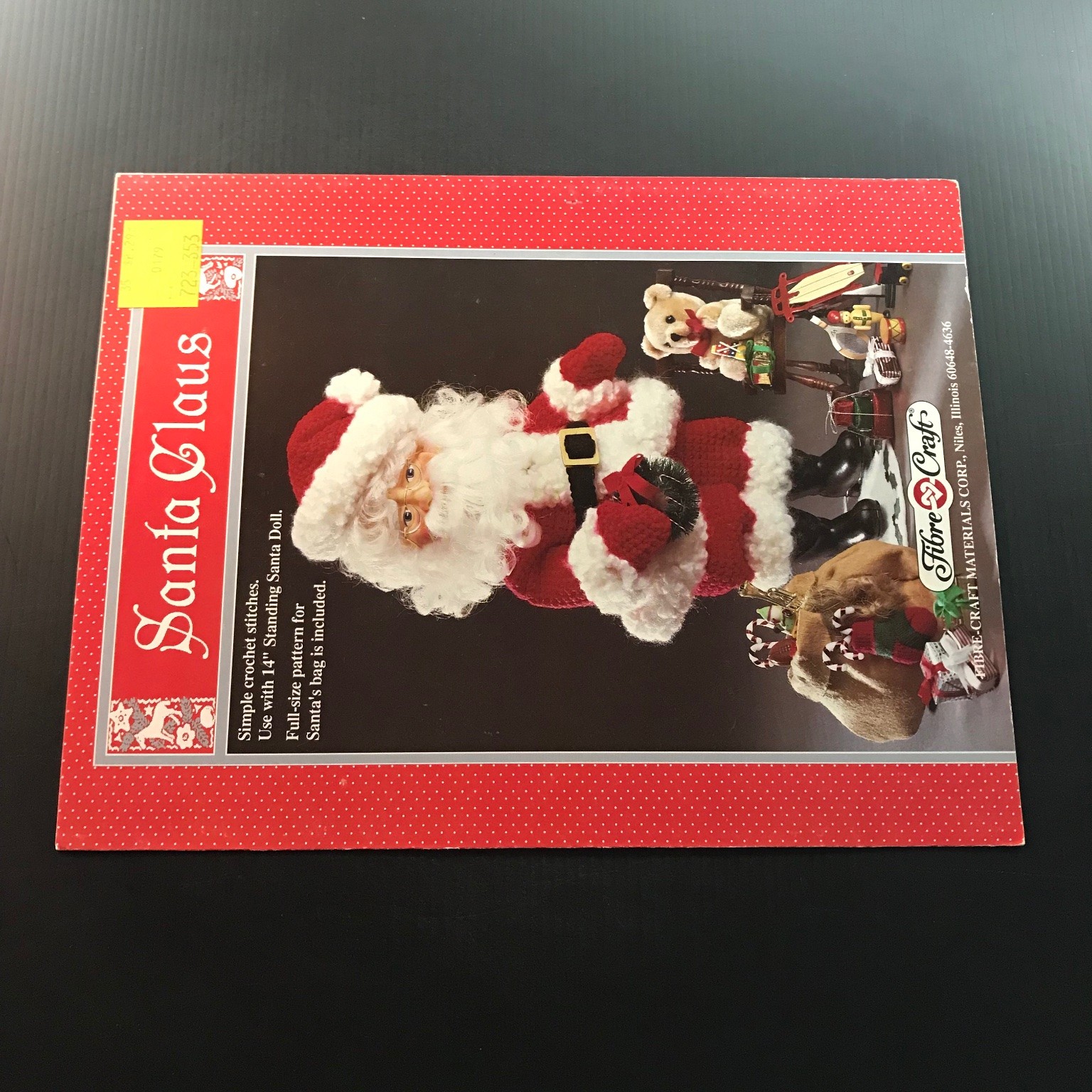 Santa Claus Crochet Pattern Fibre-Craft Materials 1991 Doll Bag FCM256