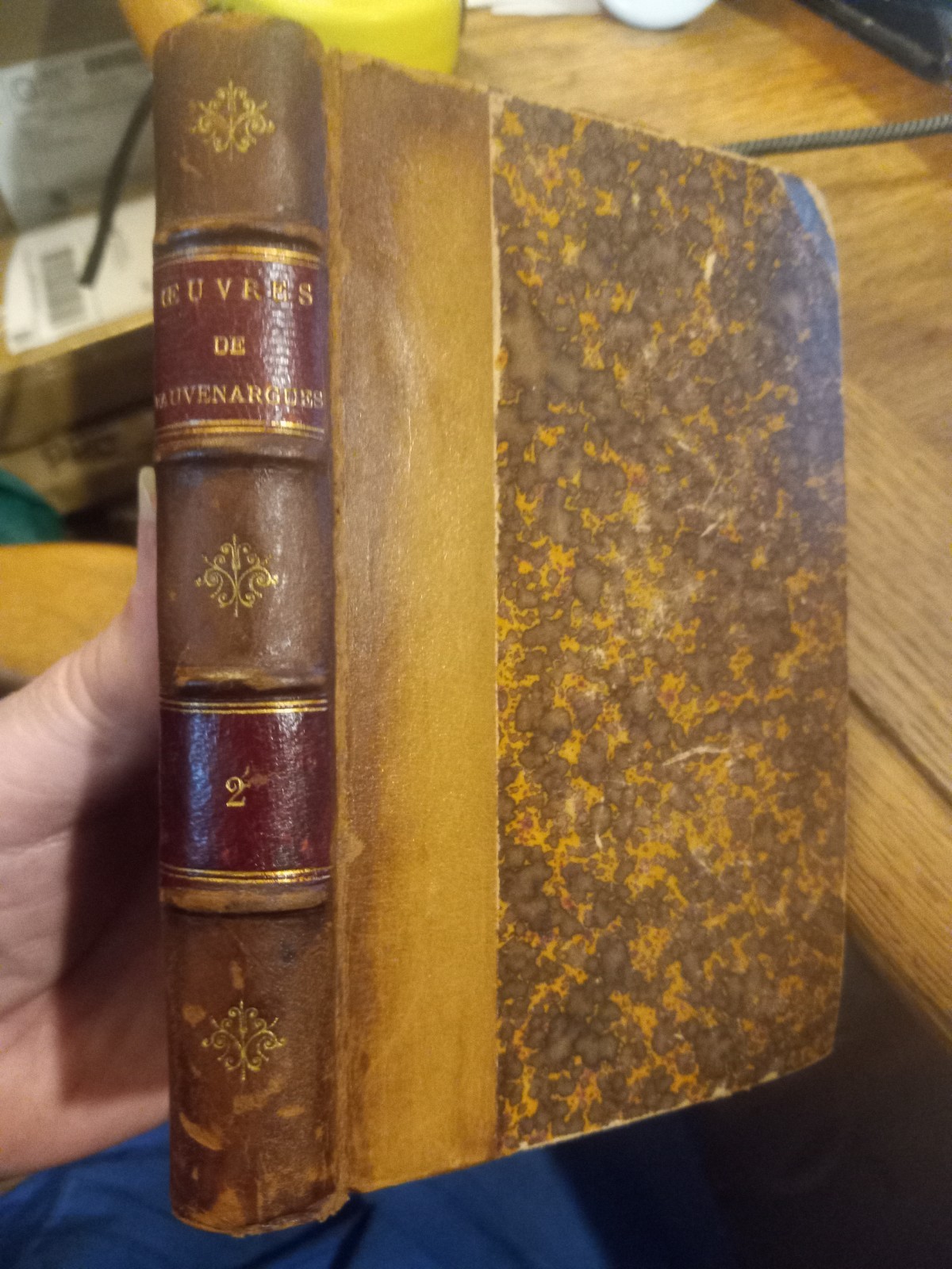OEUVRES COMPLETE DE VAUVENARGUES 1823 LEATHER BOOK IN FRENCH