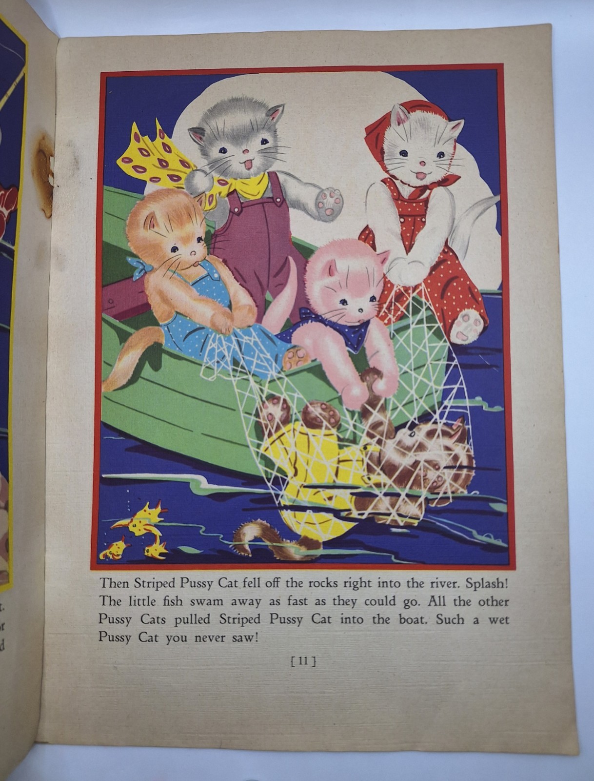 Five Little Pussy Cats Whitman 1942 Linen Book May Dorothy Purnell #912 Vintage