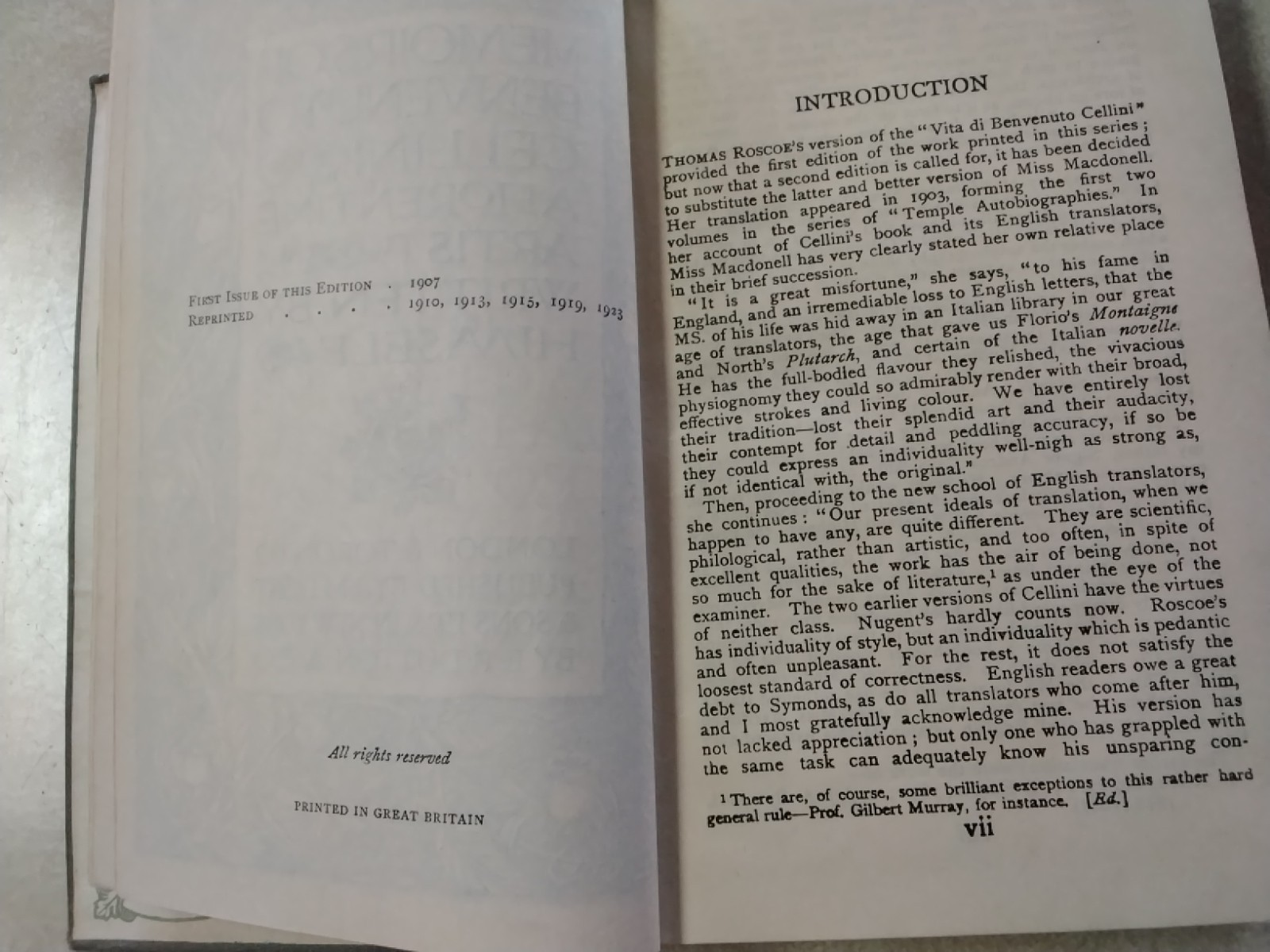 1923 VTG HC Book Memoirs Of Benvenuto Celli I A Florentine Artist Biography