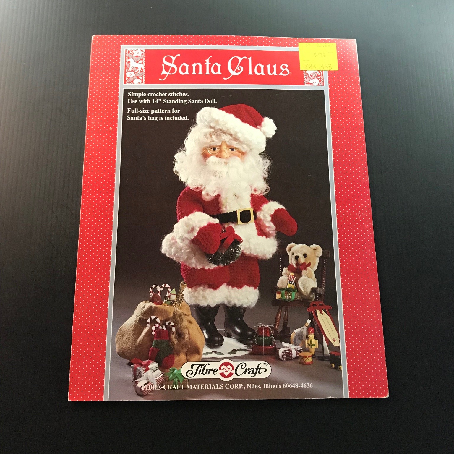 Santa Claus Crochet Pattern Fibre-Craft Materials 1991 Doll Bag FCM256