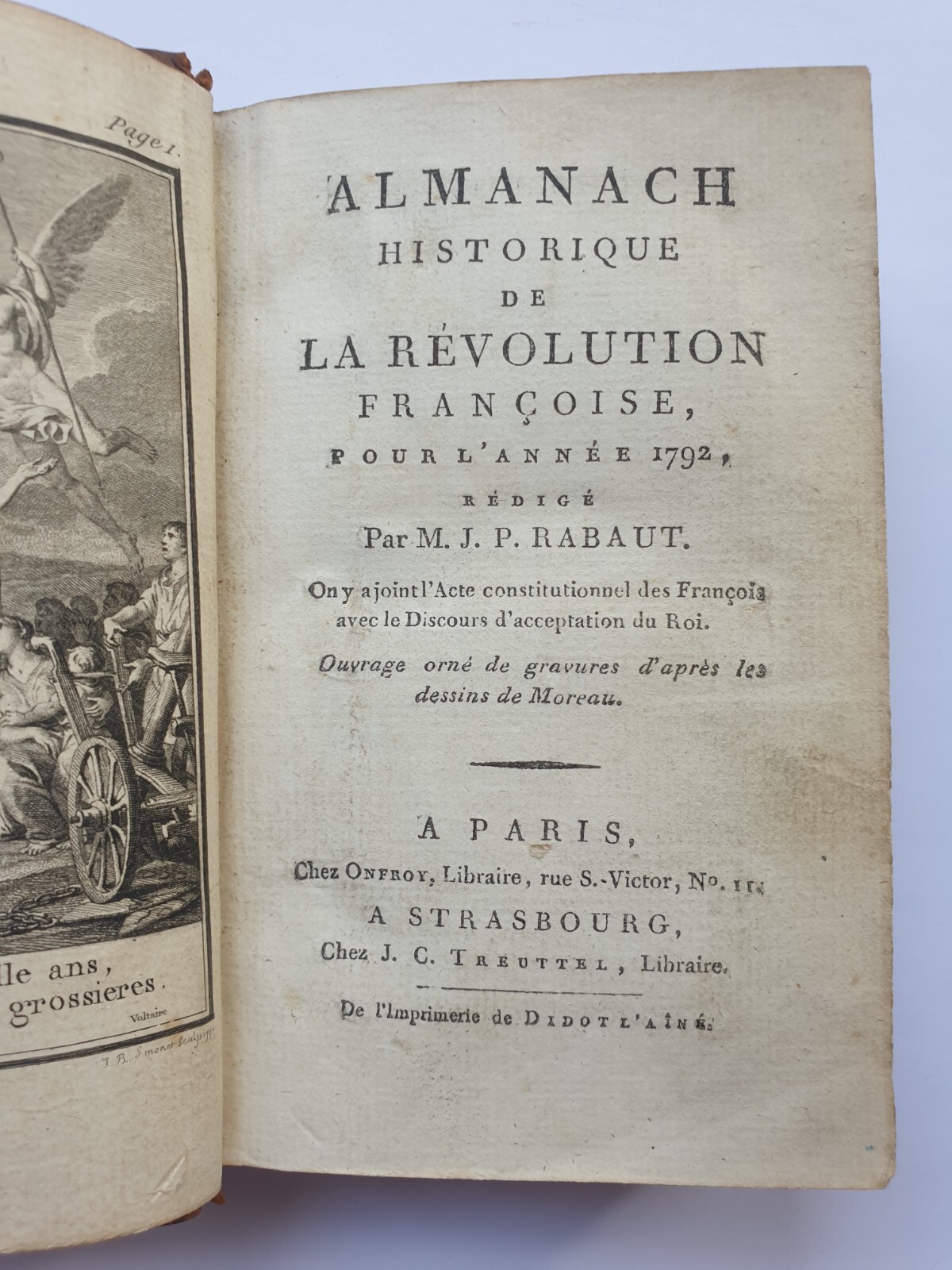 RABAUT “Almanach Historique de la Revolution Francaise, pour l’Anne 1792”