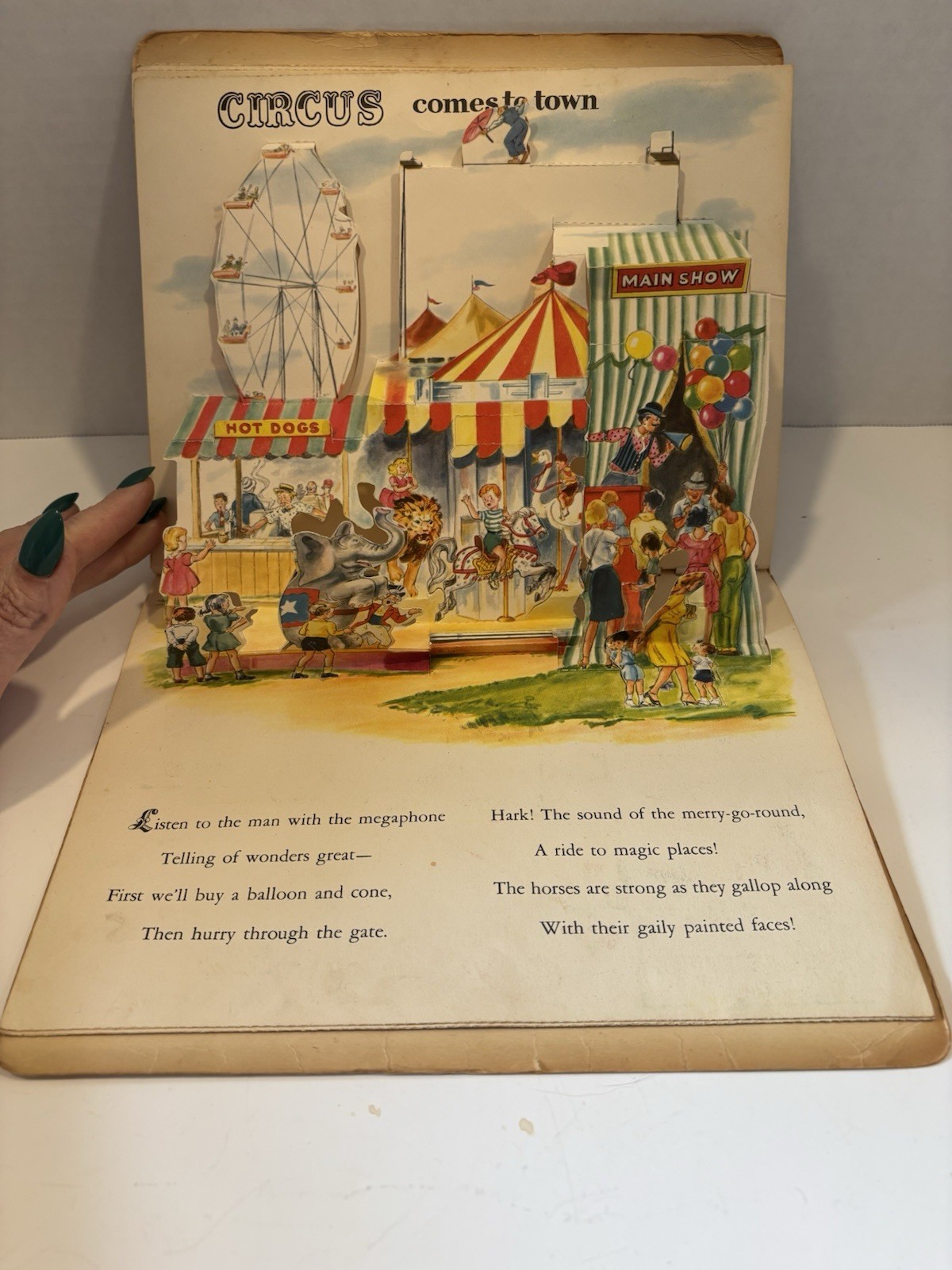 Vintage Play Time In Action Pop Up Book 1949 Softcover Spiral Bound