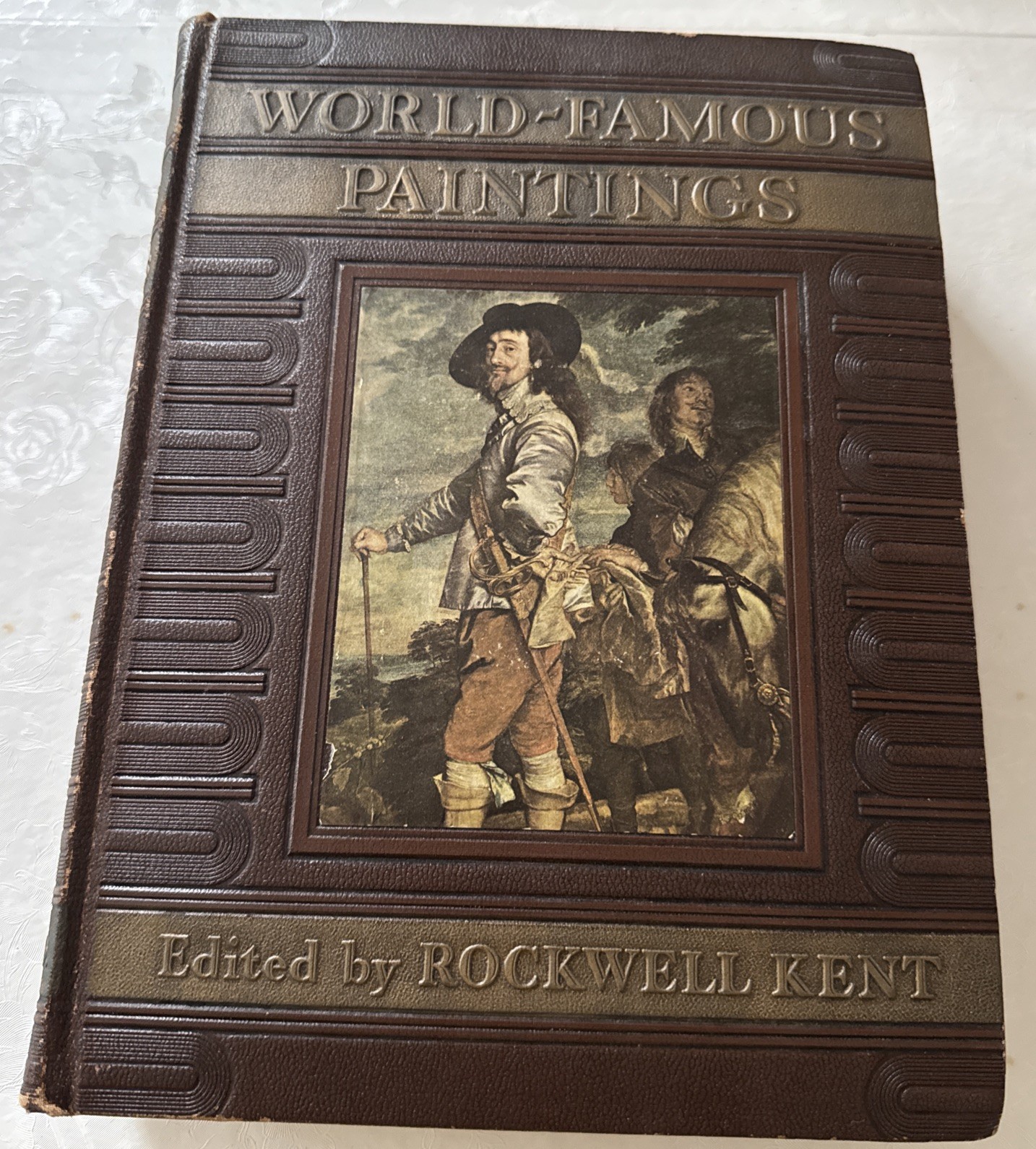 VINTAGE WORLD FAMOUS PAINTINGS by Rockwell Kent 1939 HC Leather Rare 🖼️
