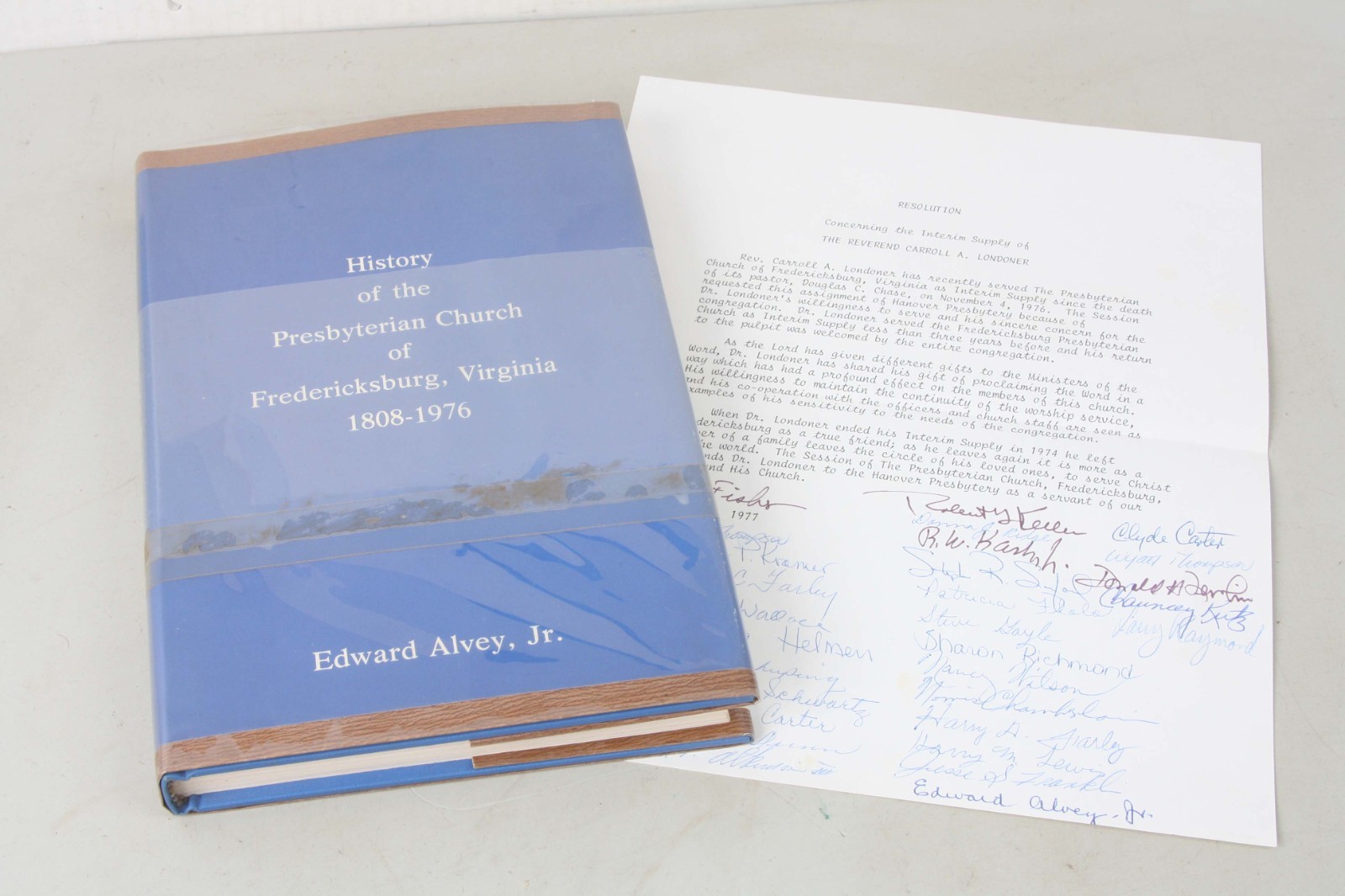 SIGNED History of Presbyterian Church Fredericksburg VA 1808-1976 Edward Alvey