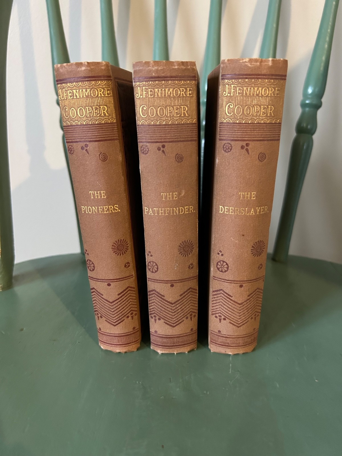 Antique books 1884 Lot Of 3 Leather Stocking Tales, By J. Fenimore Cooper