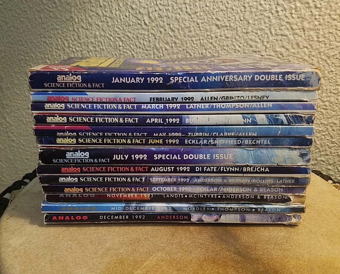 1992 Analog Science Fiction Digests Complete Year. Acceptable Ex-library Readers