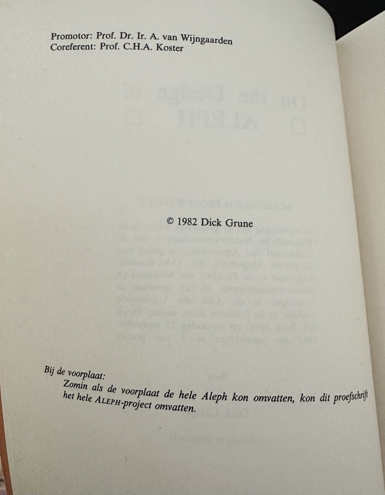 1982 ALEPH Programming Language Dissertation Grune Compiler Design CS Computing