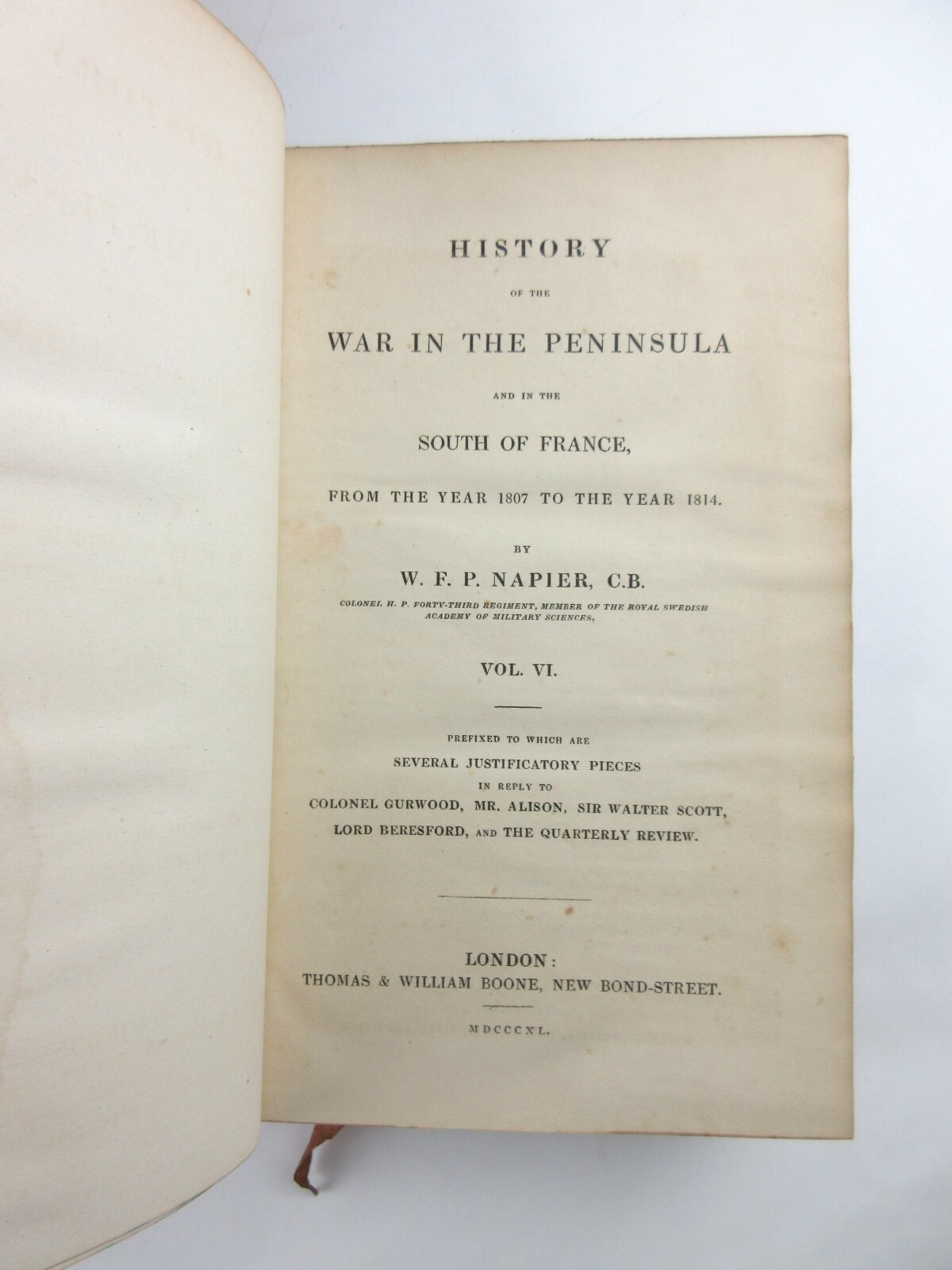 History of War Peninsula + South France WFP Napier 2nd Ed 1832 6 Leather Vols