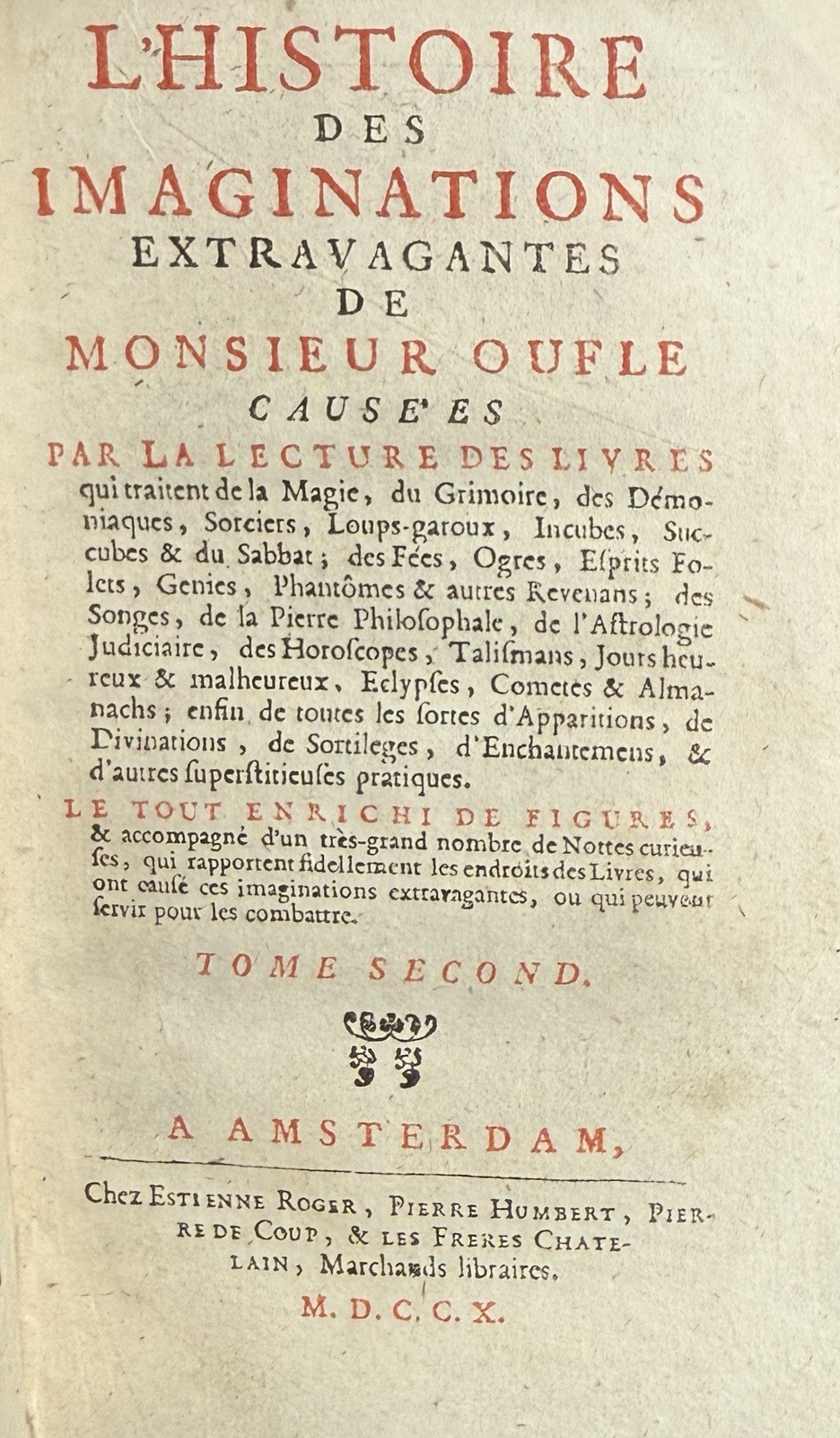 1710 Rare Witchcraft Illustrated Occult Book – History Of Monsieur Oufle French