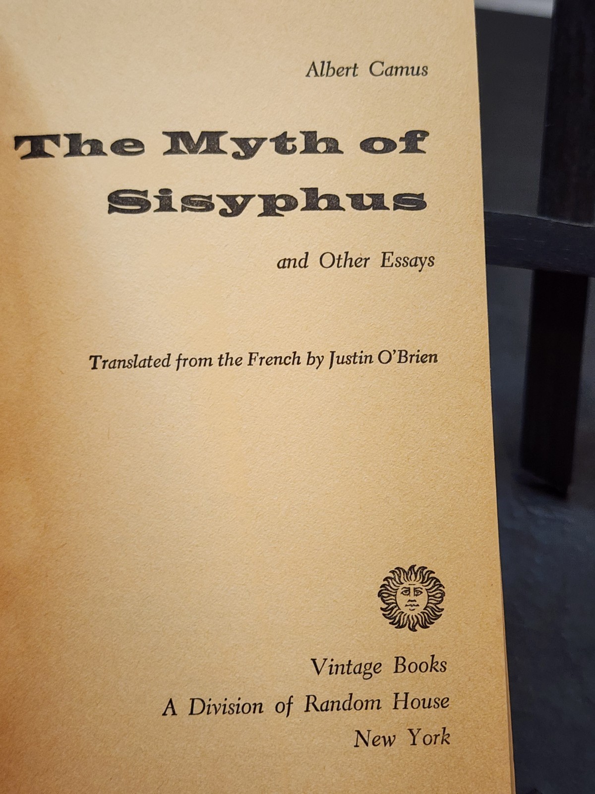 The Myth of Sisyphus and Other Essays By Albert Camus – Vintage Books 1955 PB