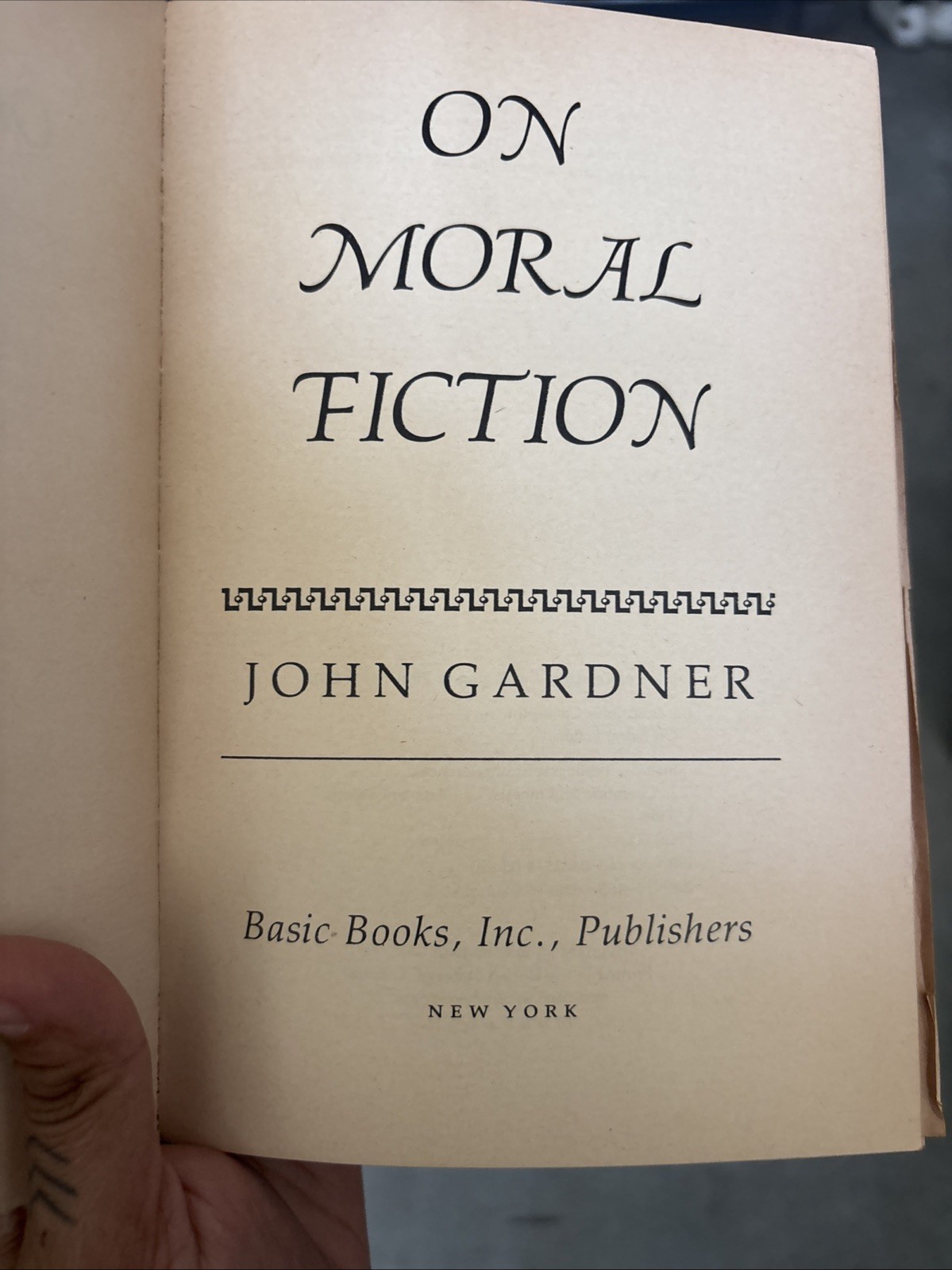 John Gardner: On Moral Fiction – Basic Books Trade Paperback (1978 4th Printing)