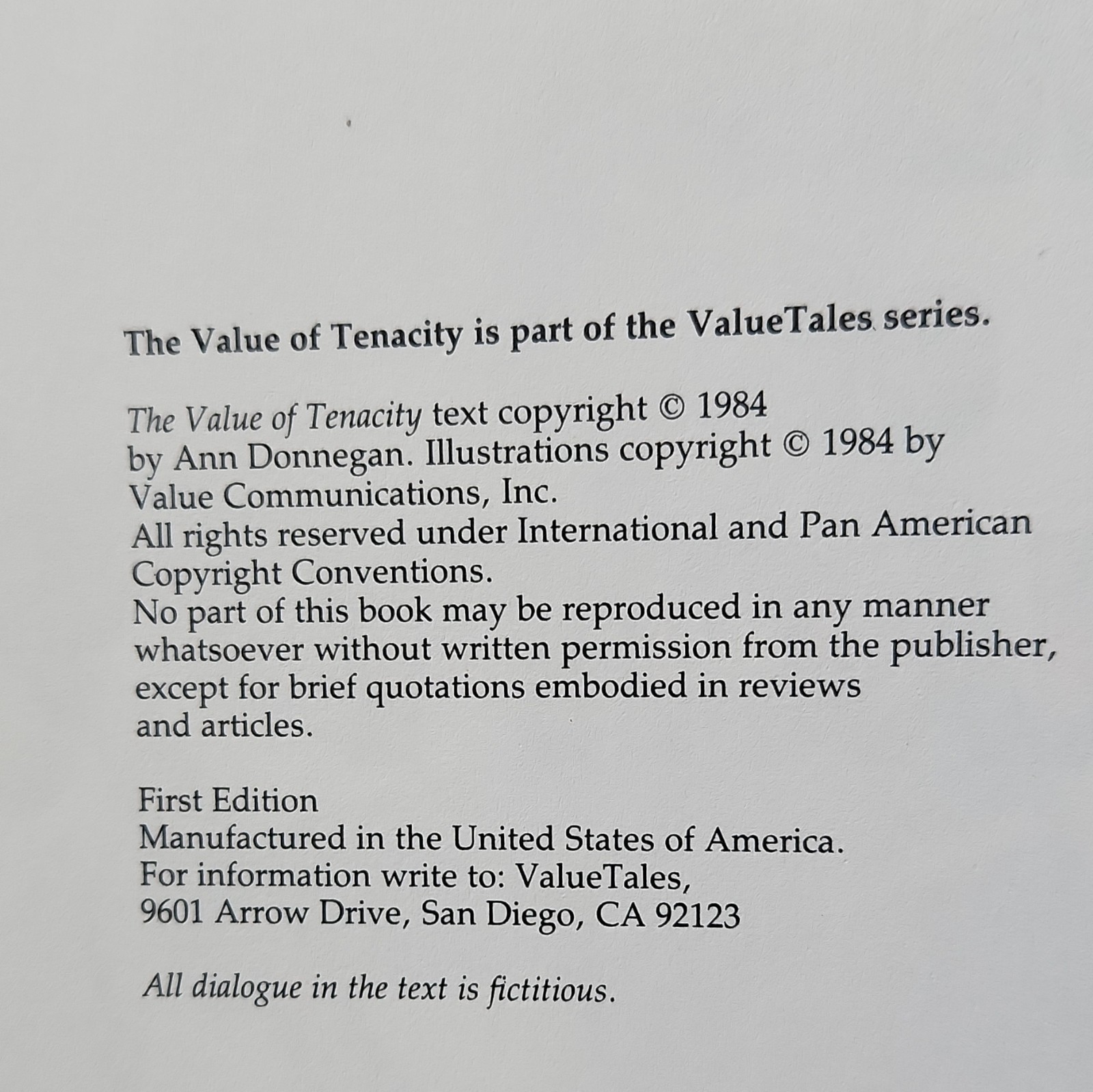 The Value of Tenacity The Story of Maurice Richard, Value Tale, 1st Edition 1984