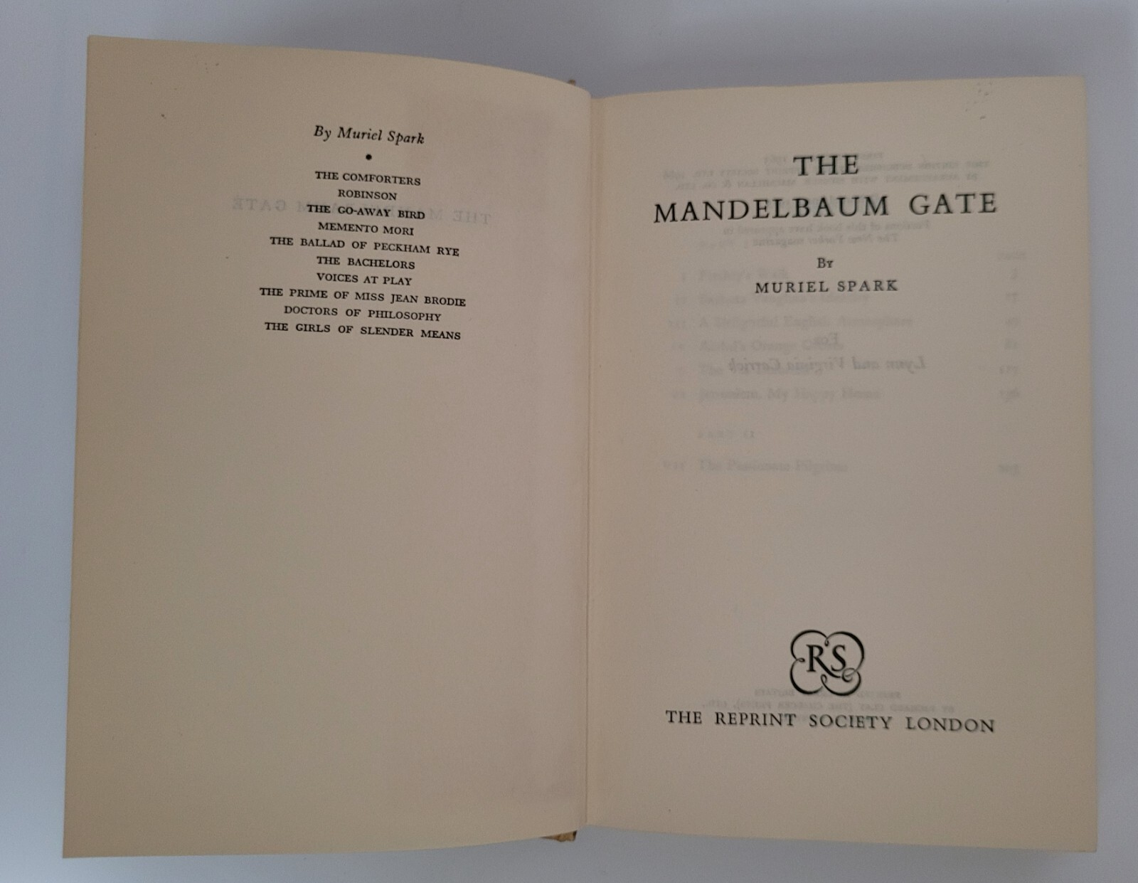 The Mandelbaum Gate Muriel Spark Hardback 1966 The Reprint Society Ltd